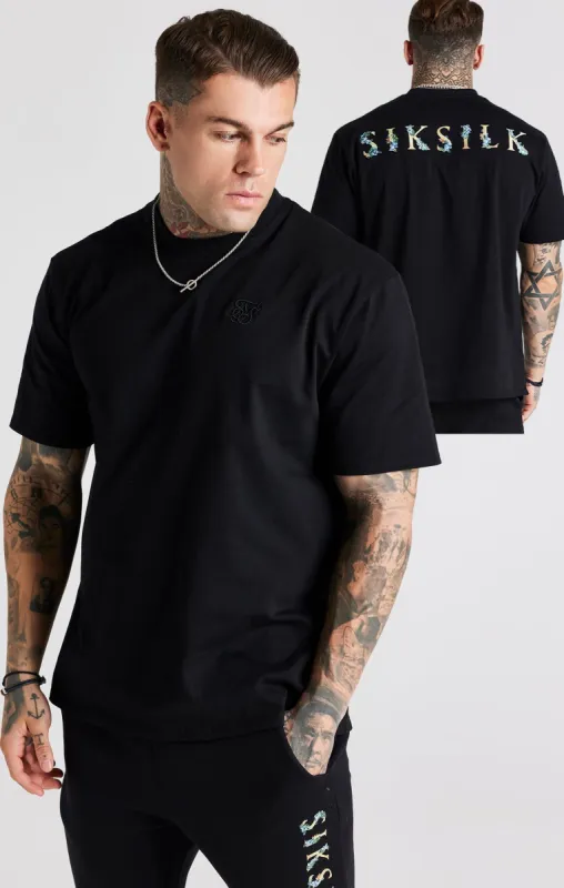 Black Floral Embroidered Oversized T-Shirt sold by Siksilk