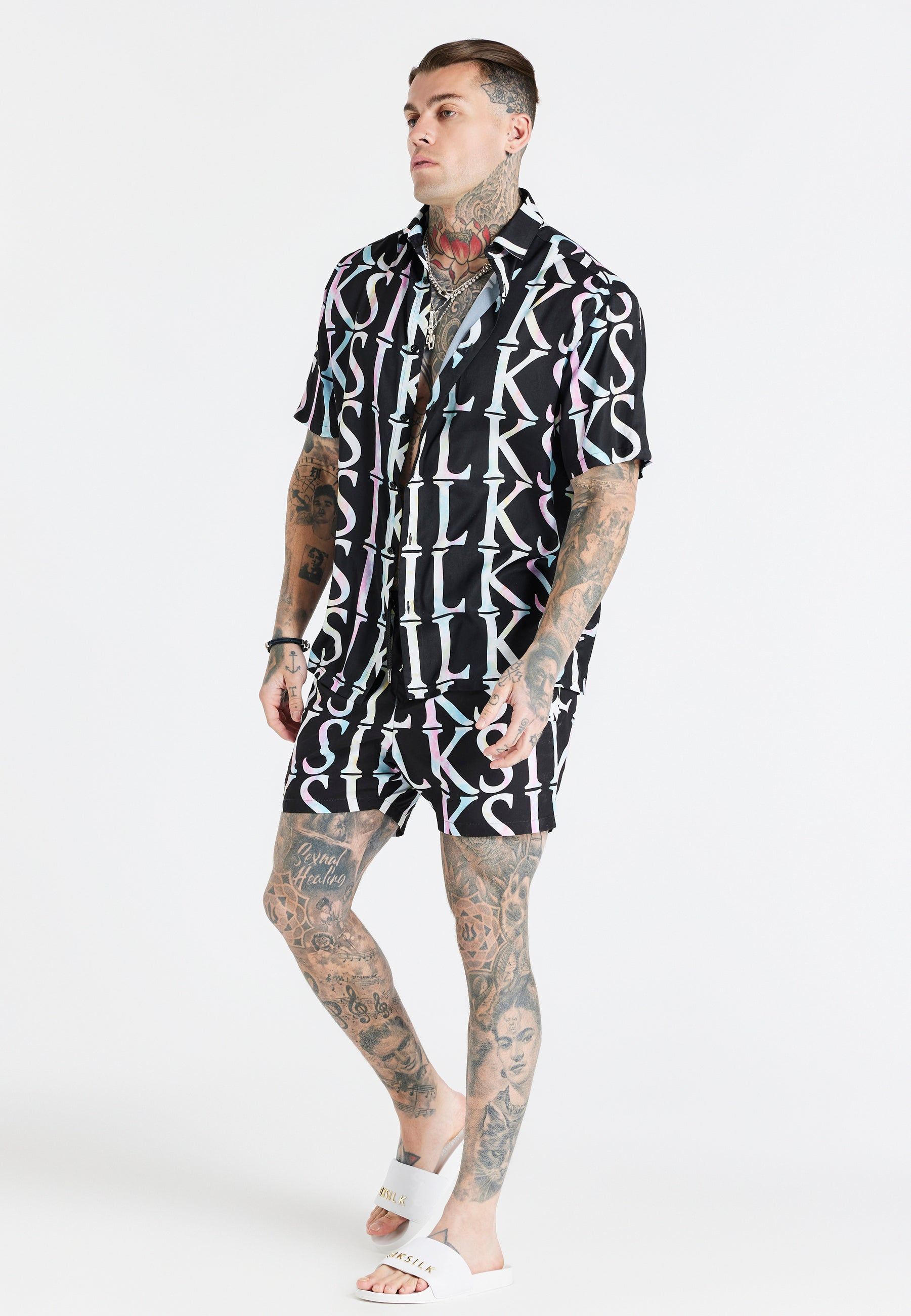 Black Repeat Print Resort Shirt sold by Siksilk product image thumbnail 4