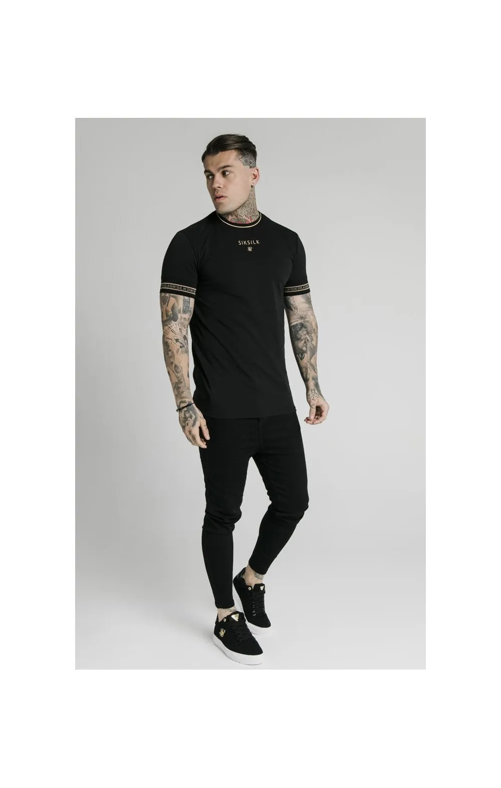 SikSilk Element Straight Hem Gym Tee – Black & Gold sold by Siksilk product image thumbnail 3