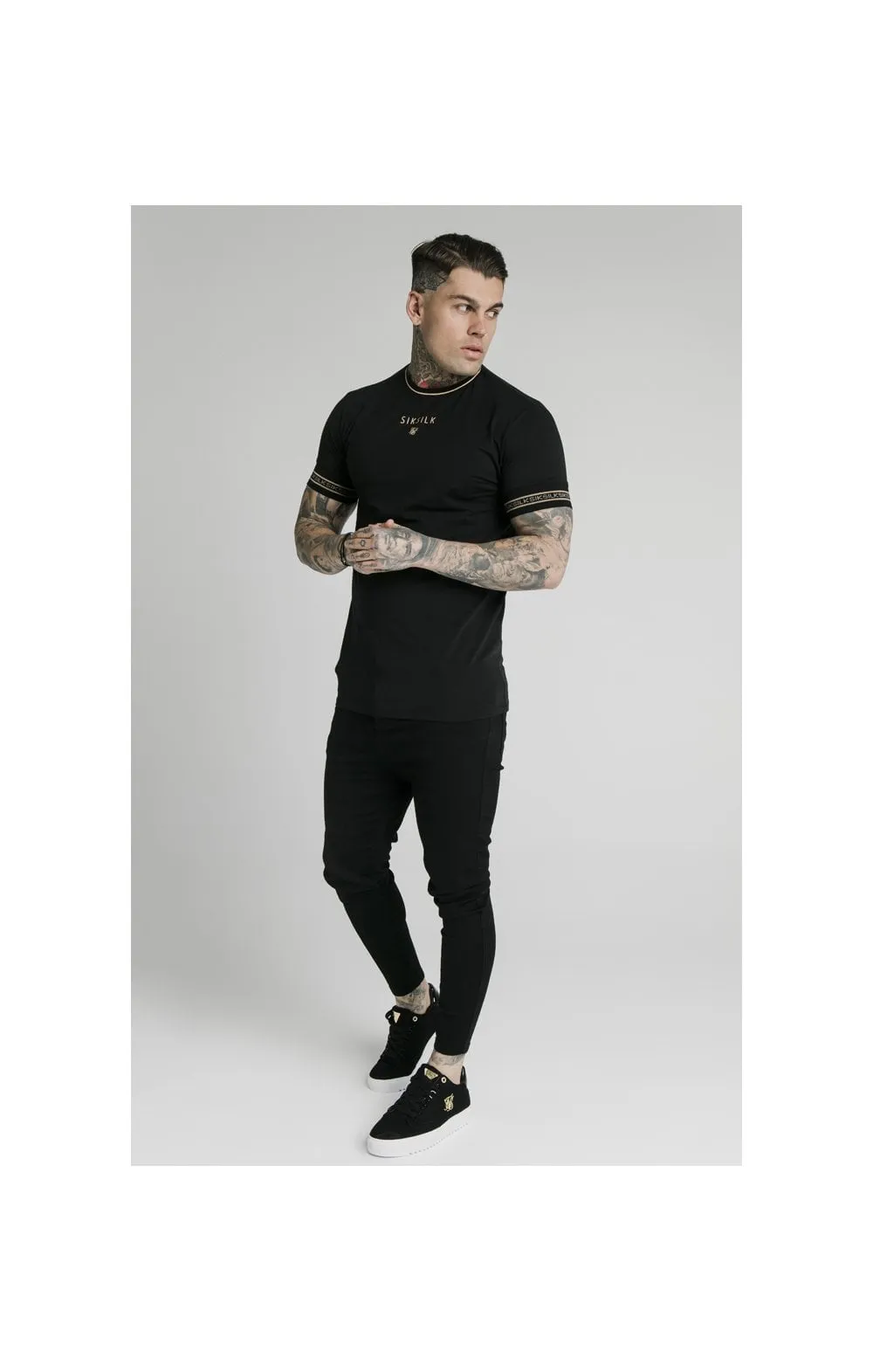 SikSilk Element Straight Hem Gym Tee – Black & Gold sold by Siksilk product image thumbnail 4