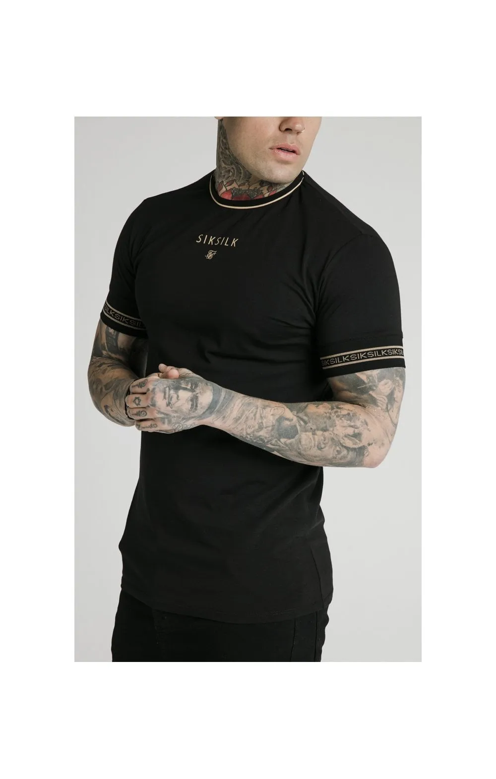 SikSilk Element Straight Hem Gym Tee – Black & Gold sold by Siksilk product image thumbnail 2