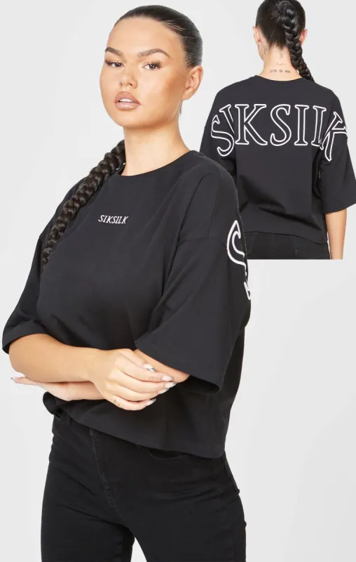 Black Branded Crop T-Shirt sold by Siksilk