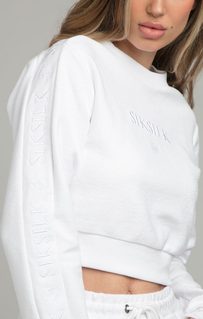SikSilk Loopback Embroidered Crop Sweat - White sold by Siksilk product image thumbnail 2