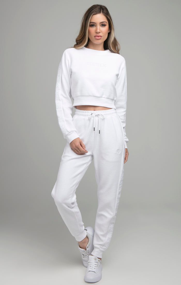 SikSilk Loopback Embroidered Crop Sweat - White sold by Siksilk product image thumbnail 5