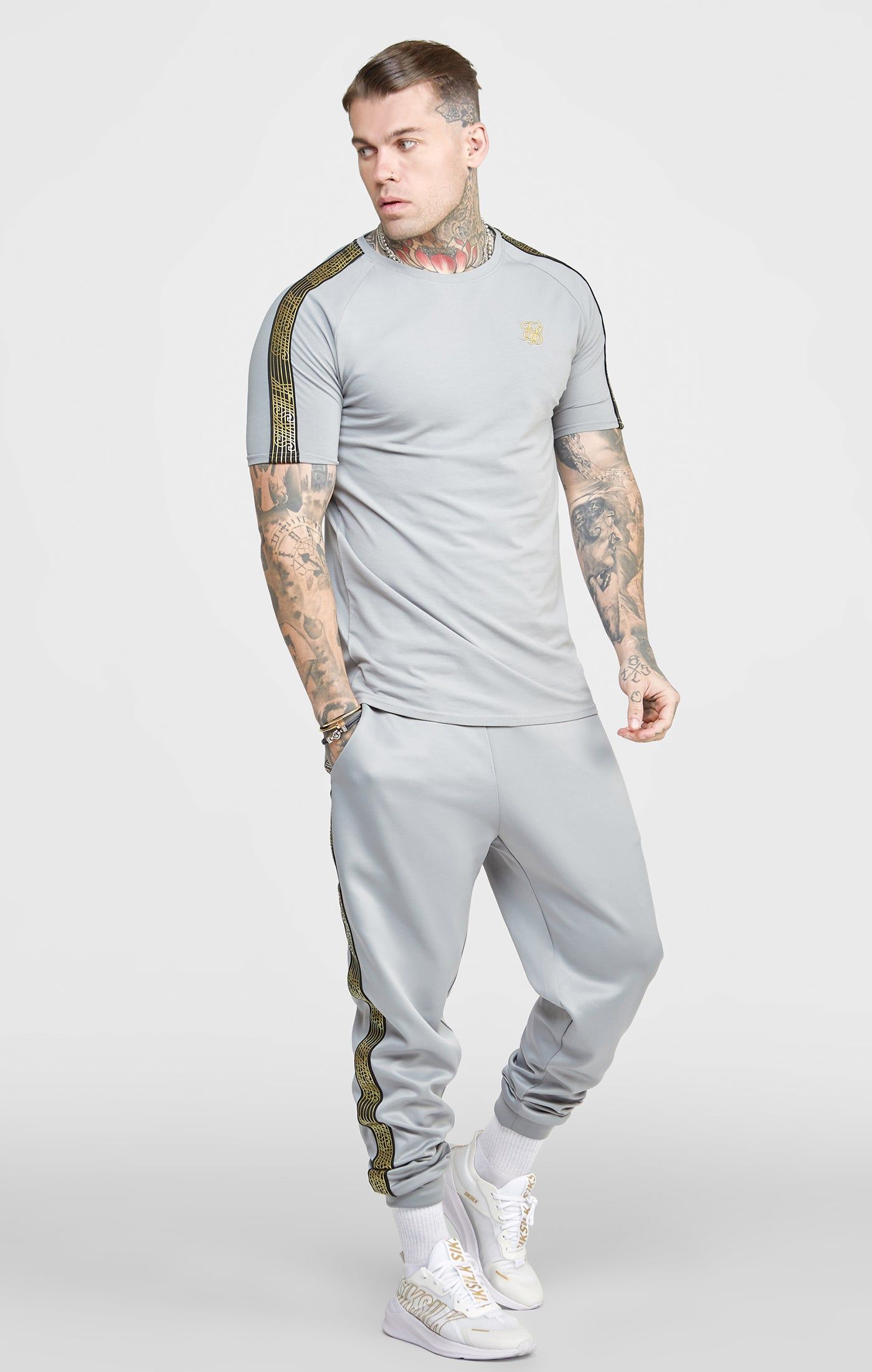 Grey Taped Logo T-Shirt sold by Siksilk product image thumbnail 4