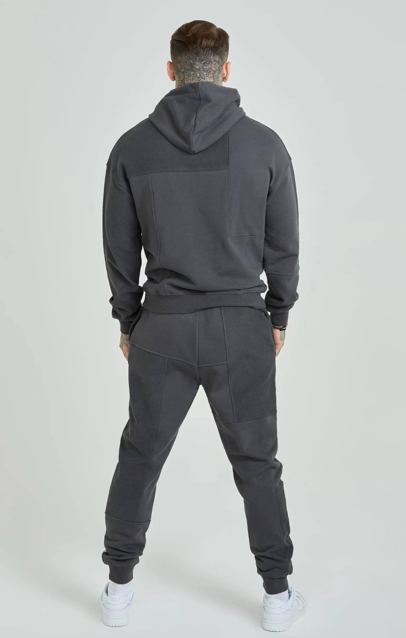 Dark Grey Cut & Sew Relaxed Fit Hoodie sold by Siksilk product image thumbnail 5