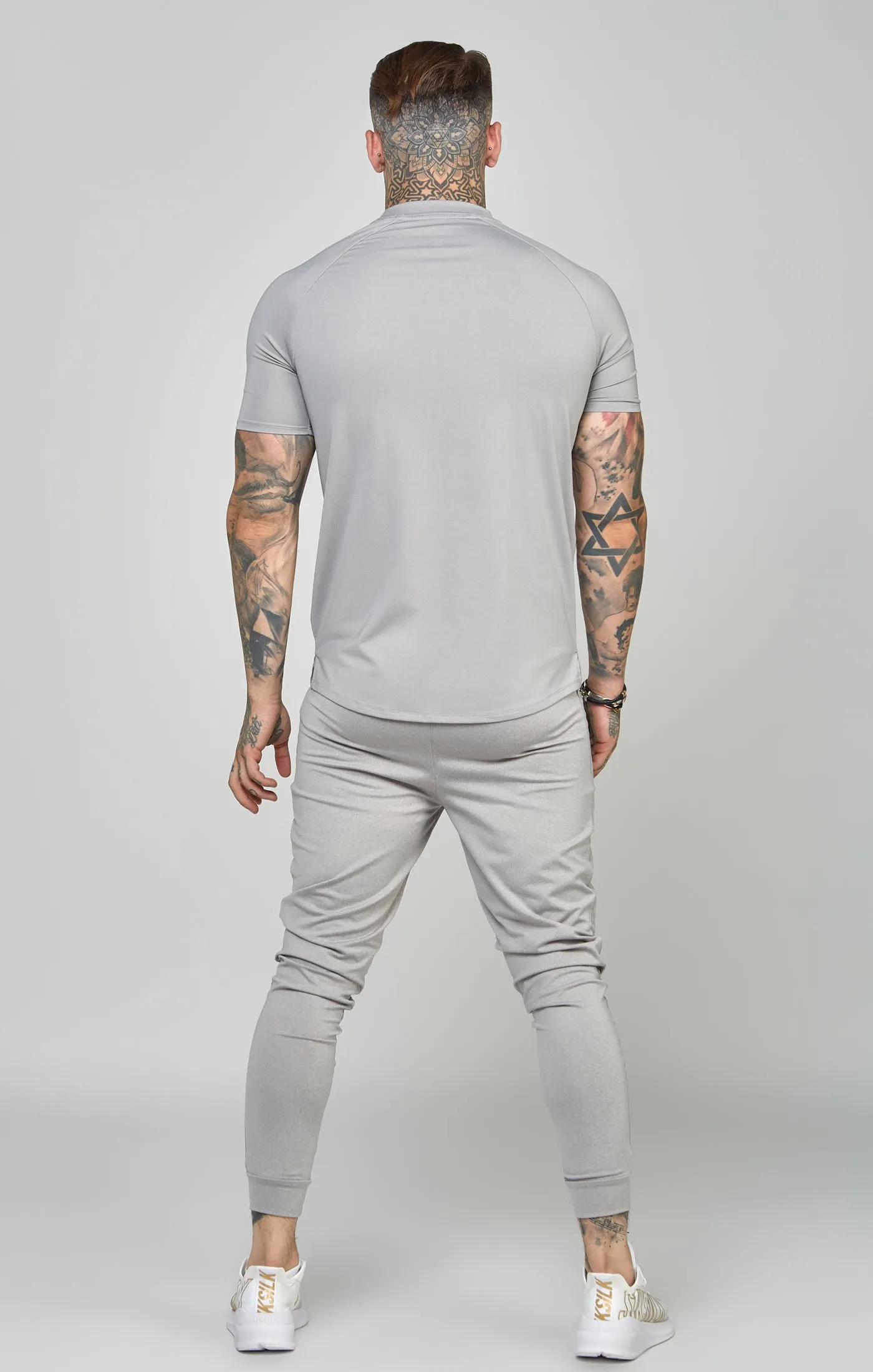 Grey Sports Curved Hem Muscle Fit T-Shirt sold by Siksilk product image thumbnail 5