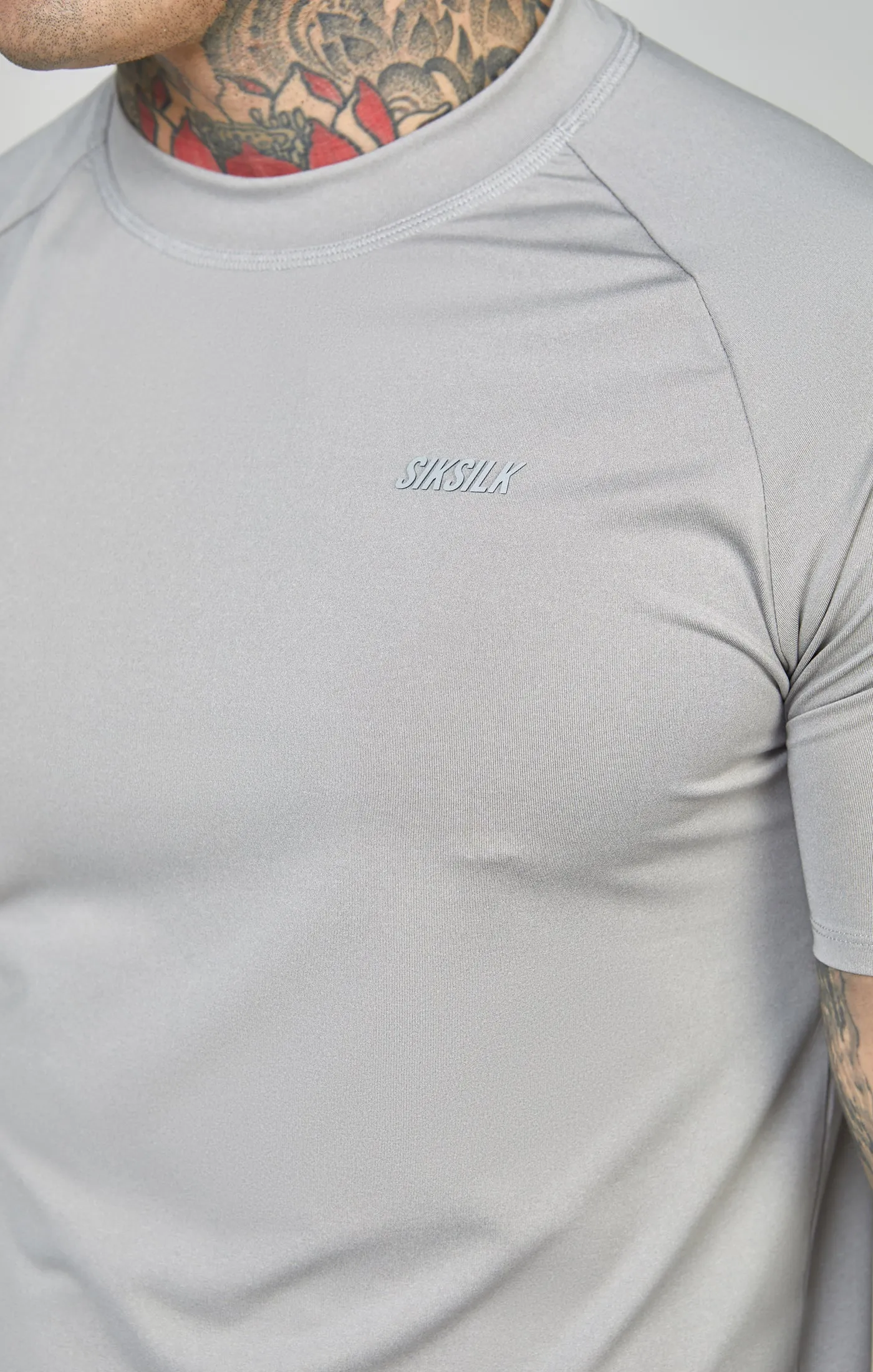 Grey Sports Curved Hem Muscle Fit T-Shirt sold by Siksilk product image thumbnail 2