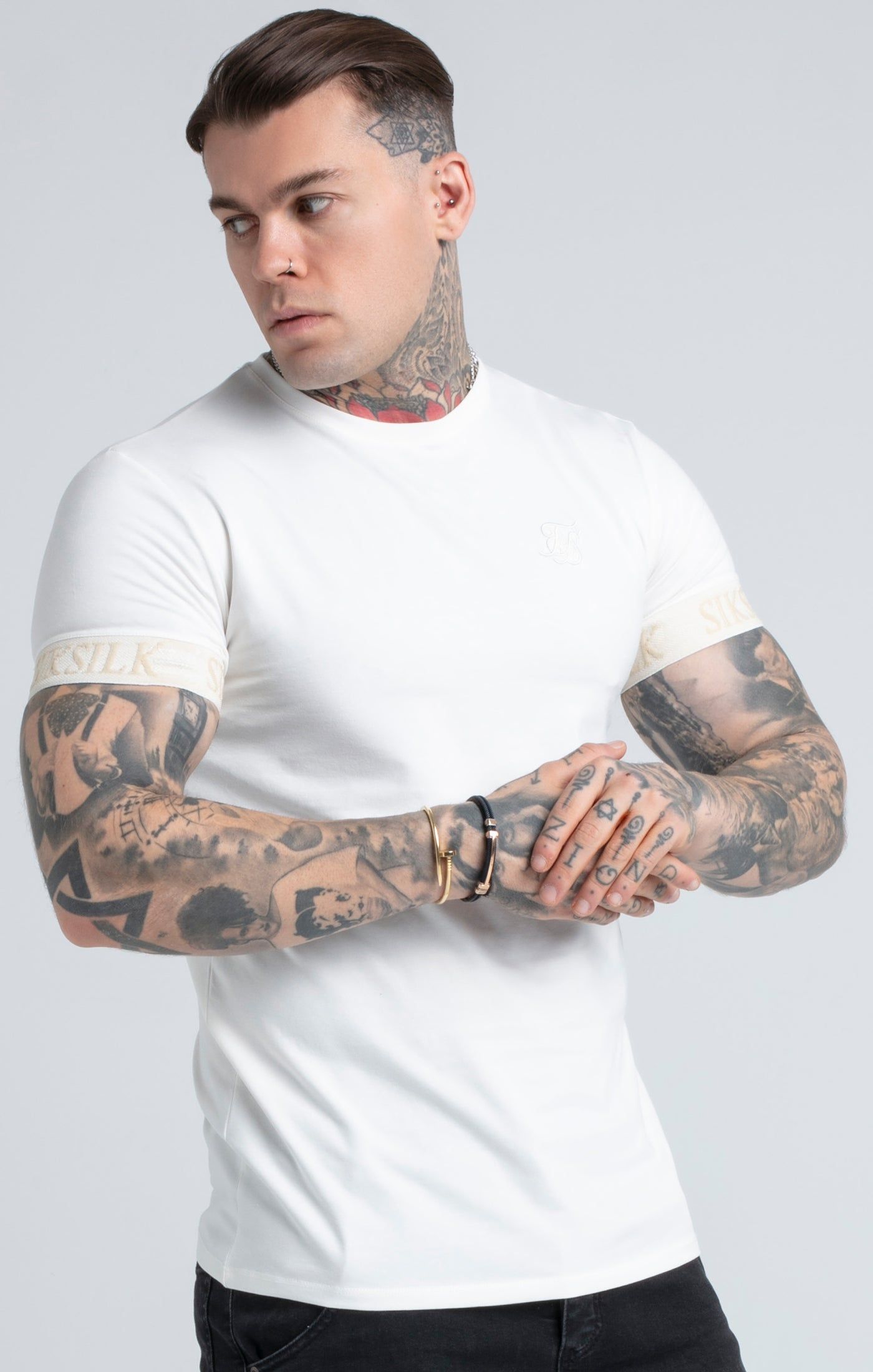Ecru Elastic Cuff T-Shirt sold by Siksilk