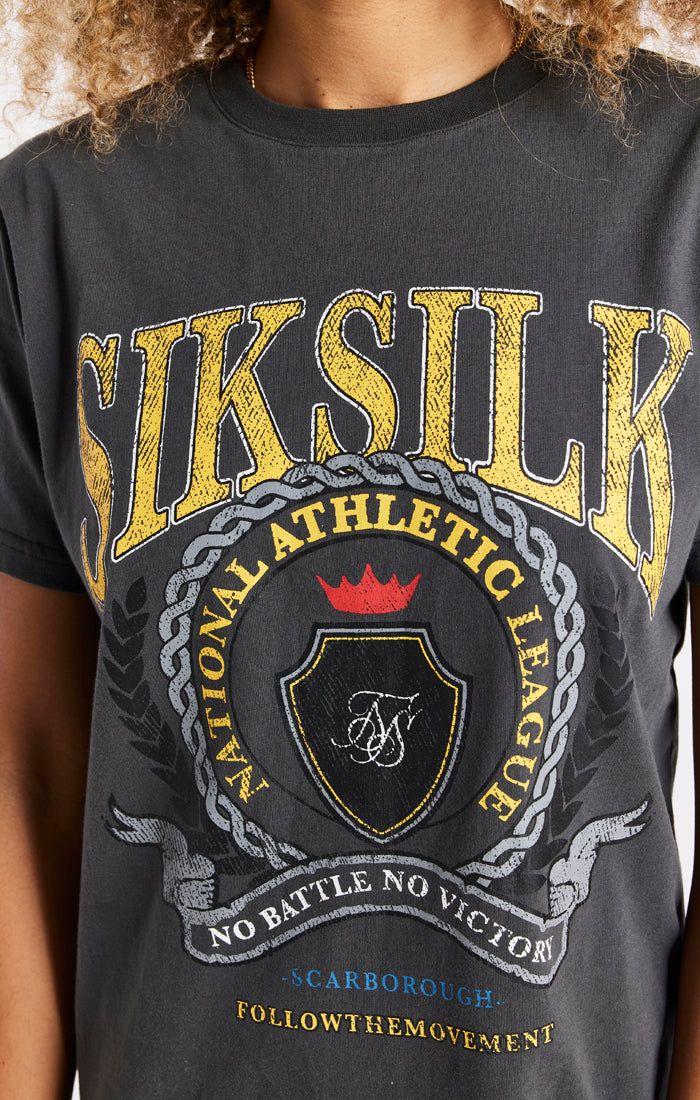 SikSilk Varsity T-Shirt Dress - Washed Grey sold by Siksilk product image thumbnail 3