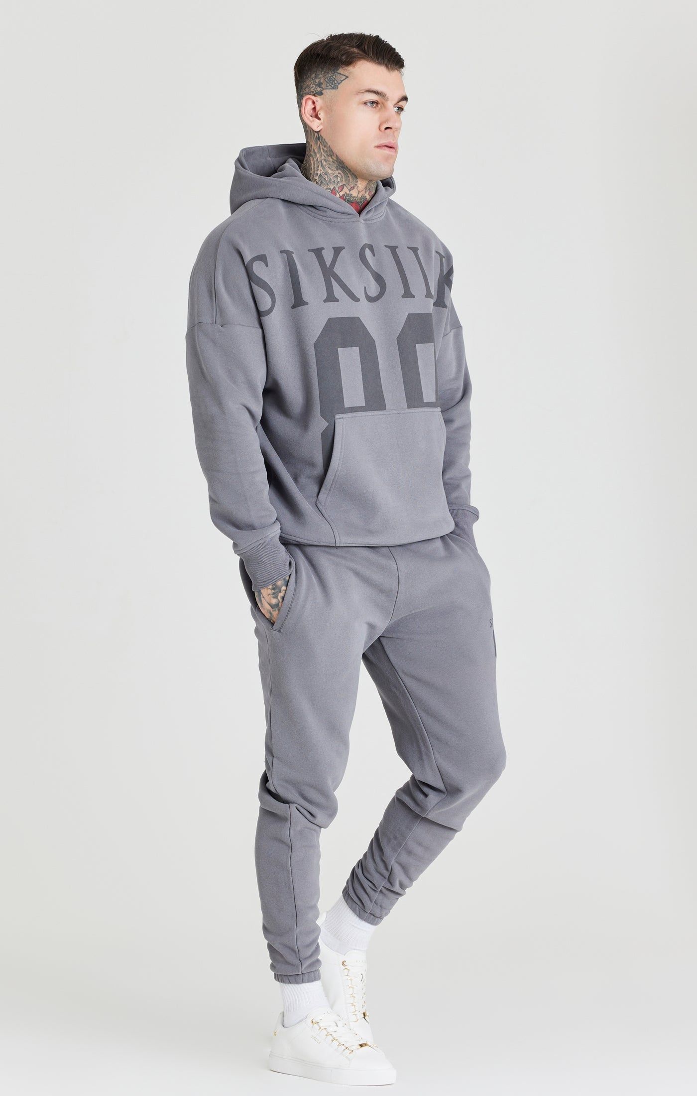Grey Relaxed Fit Overhead Hoodie sold by Siksilk product image thumbnail 2