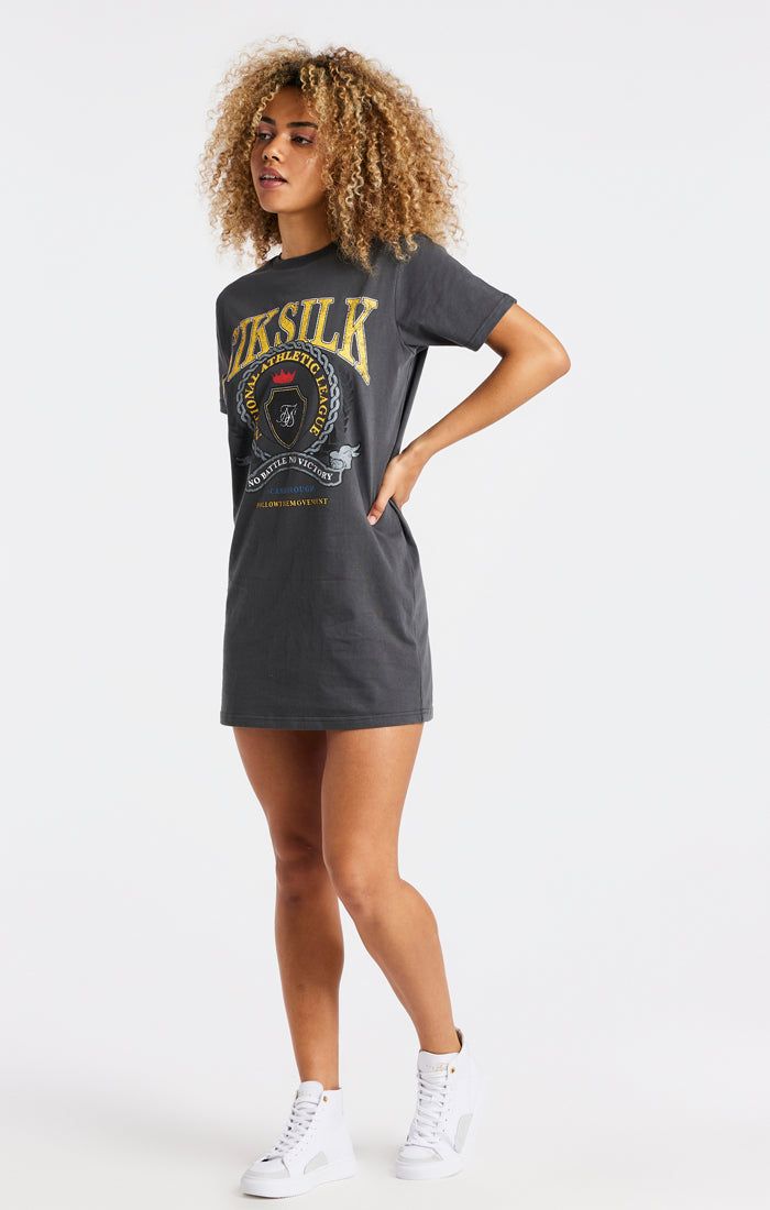 SikSilk Varsity T-Shirt Dress - Washed Grey sold by Siksilk product image thumbnail 4