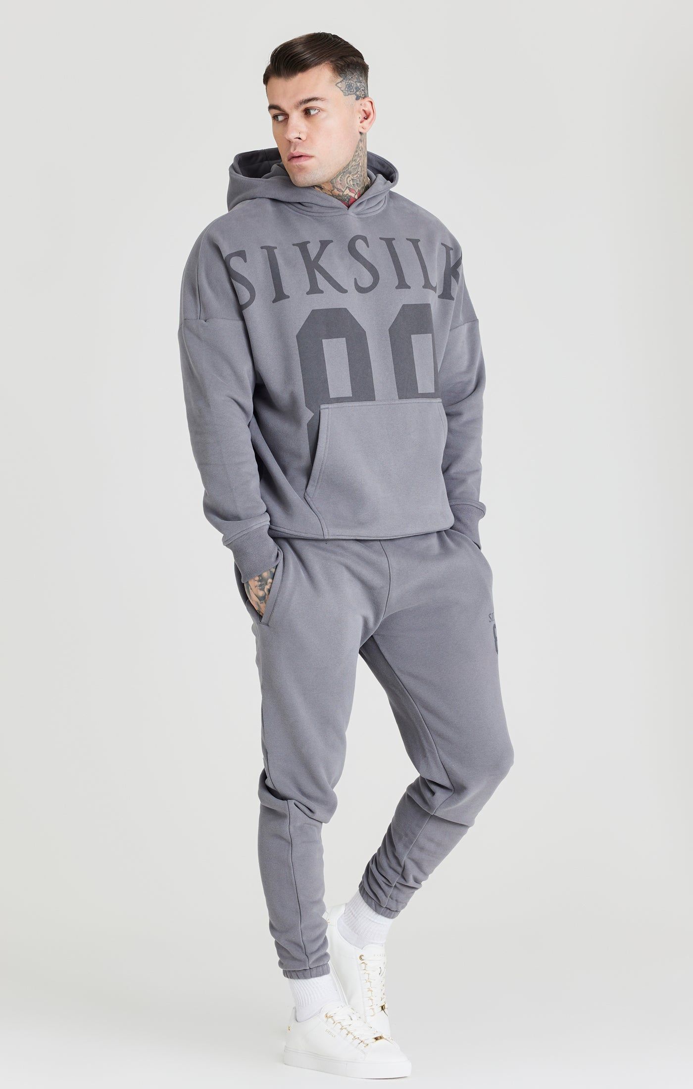 Grey Relaxed Fit Overhead Hoodie sold by Siksilk product image thumbnail 3