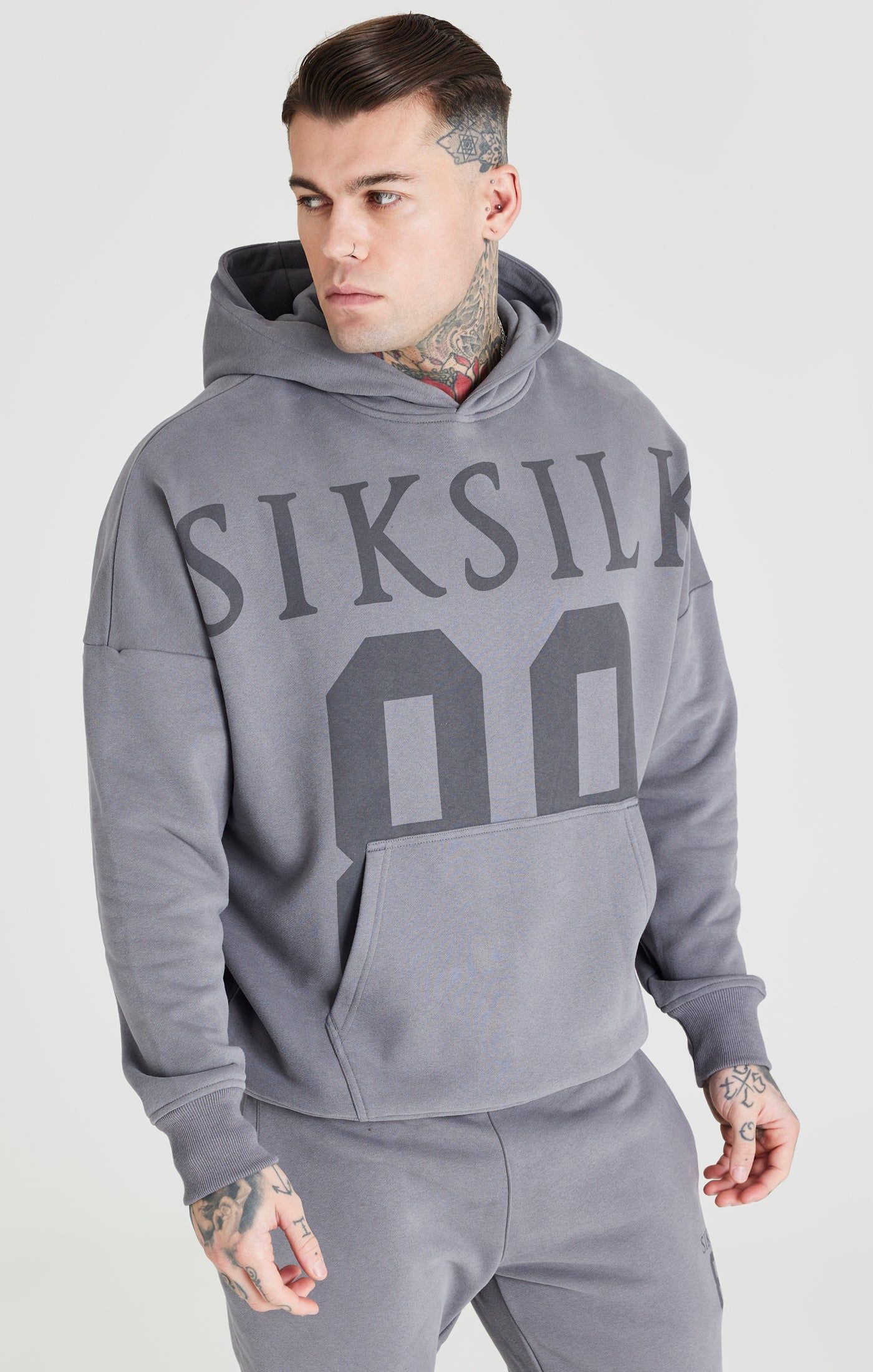 Grey Relaxed Fit Overhead Hoodie sold by Siksilk