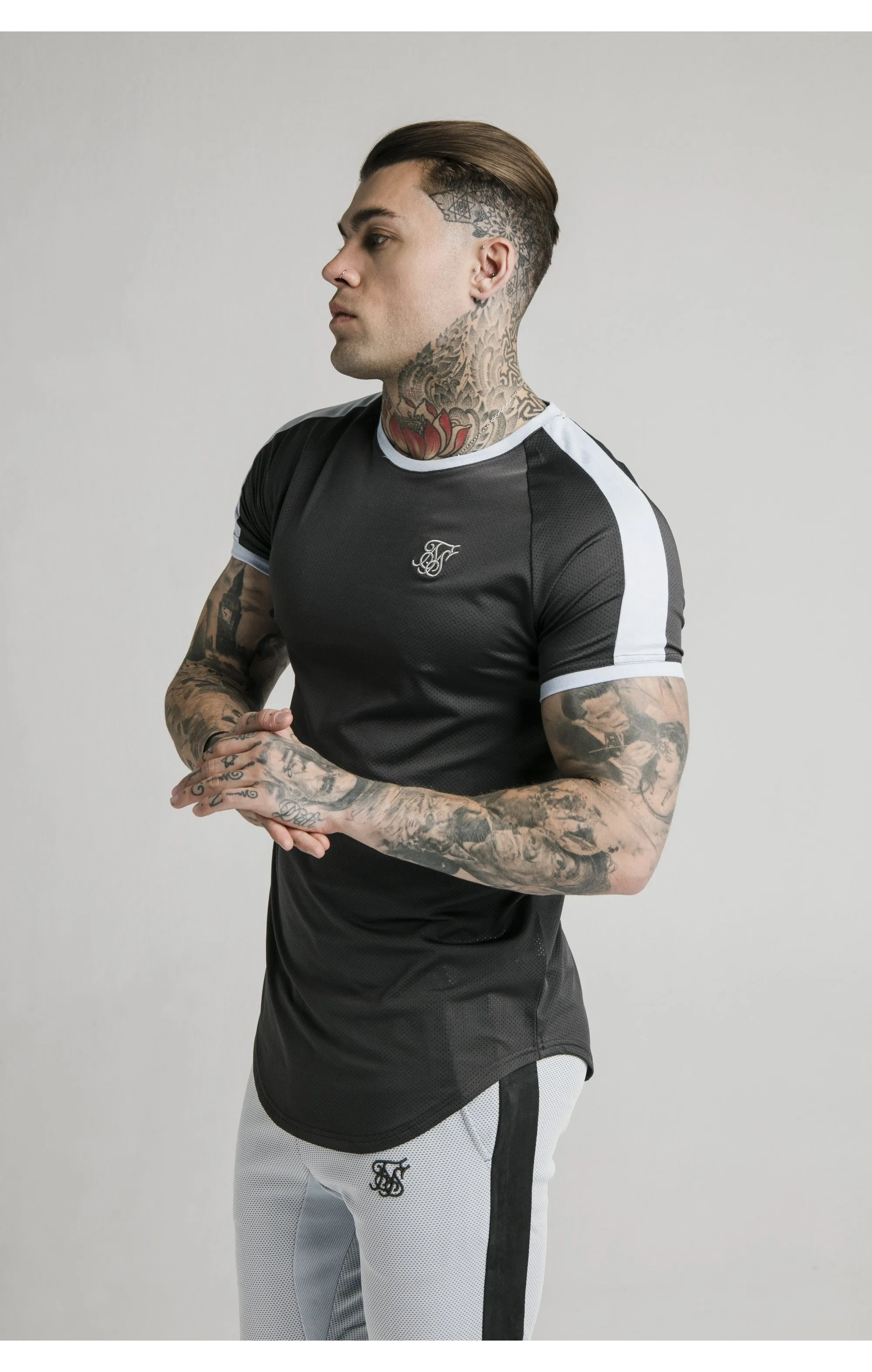 SikSilk S/S Eyelet Tech Tee – Charcoal Grey sold by Siksilk