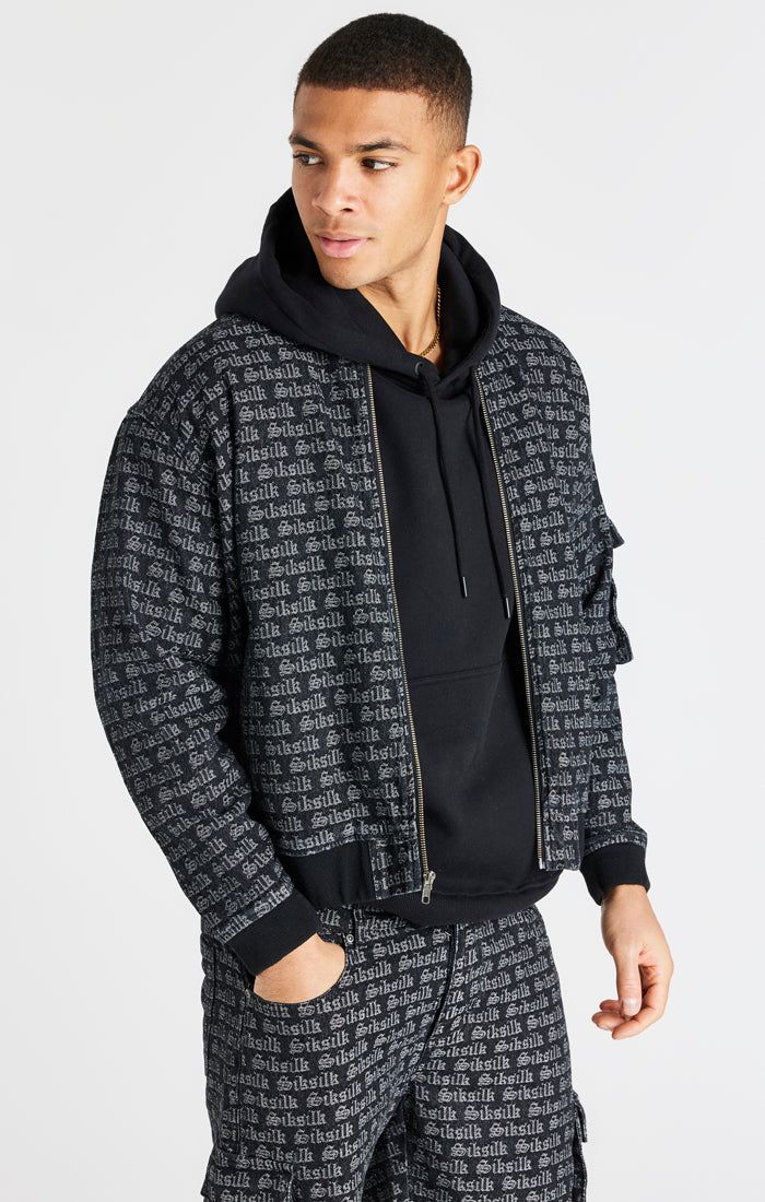 Black Denim Bomber Jacket sold by Siksilk product image thumbnail 3