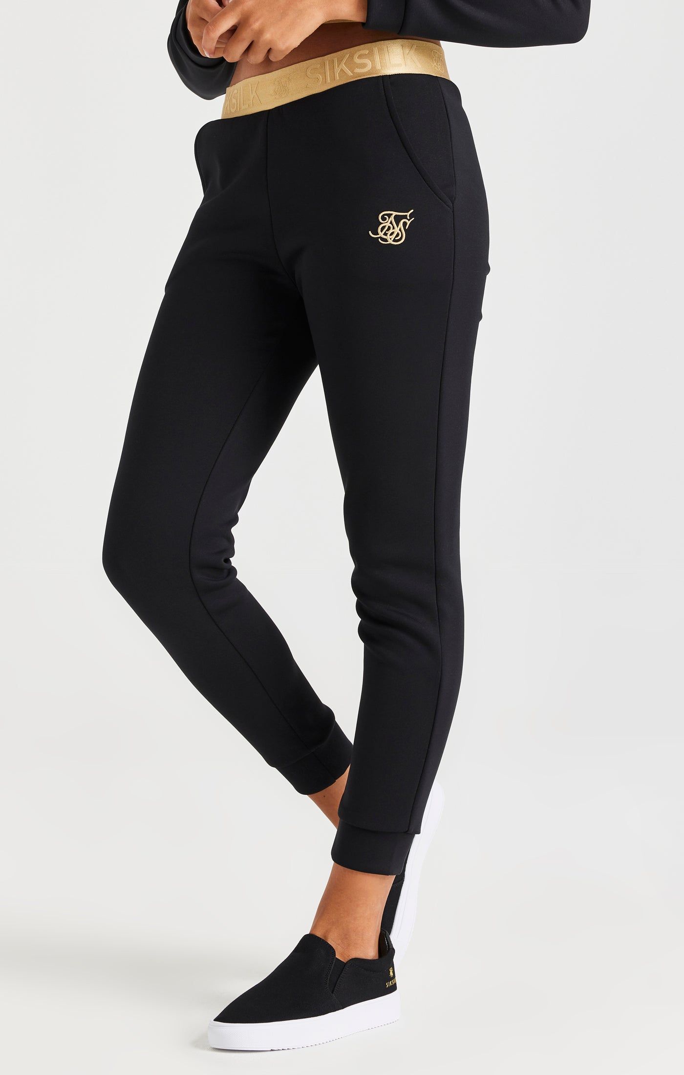 SikSilk Metallic Taped Pants - Black sold by Siksilk