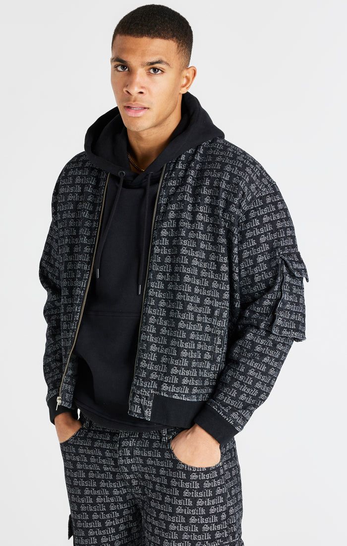 Black Denim Bomber Jacket sold by Siksilk product image thumbnail 2