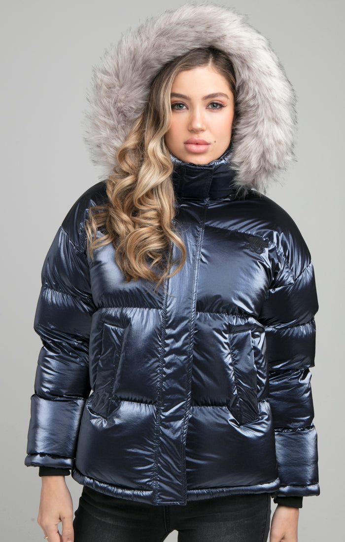 SikSilk Fur Padded Jacket - Navy sold by Siksilk