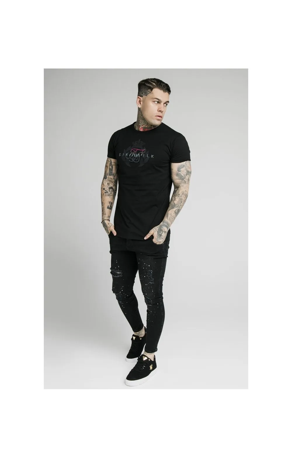 SikSilk S/S Fade Rhinestone Box Tee - Black sold by Siksilk product image thumbnail 5