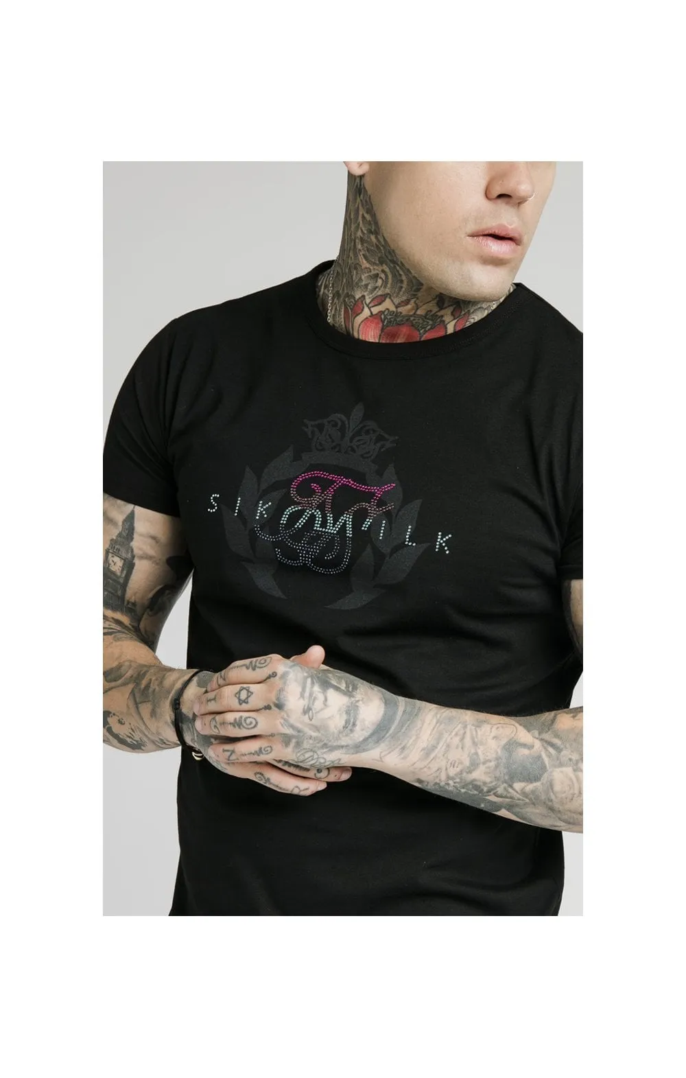 SikSilk S/S Fade Rhinestone Box Tee - Black sold by Siksilk product image thumbnail 2
