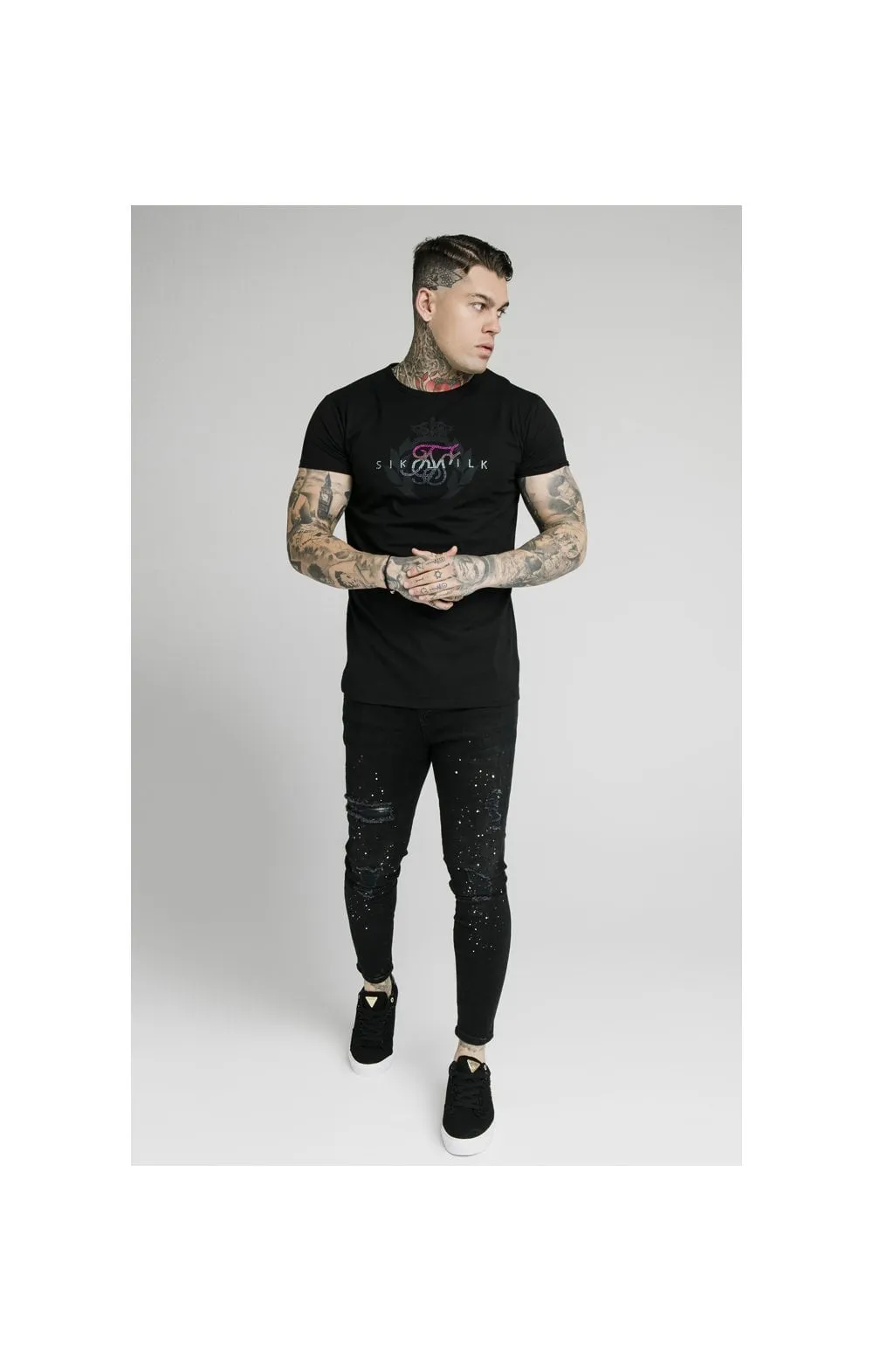 SikSilk S/S Fade Rhinestone Box Tee - Black sold by Siksilk product image thumbnail 4