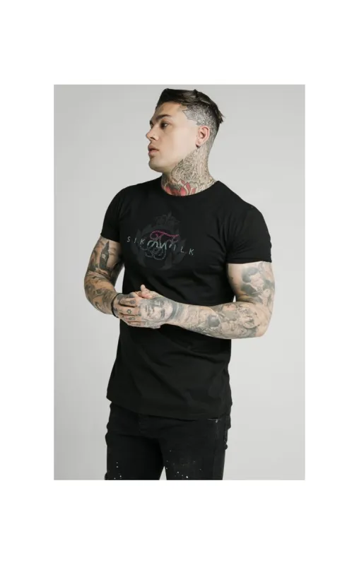 SikSilk S/S Fade Rhinestone Box Tee - Black sold by Siksilk