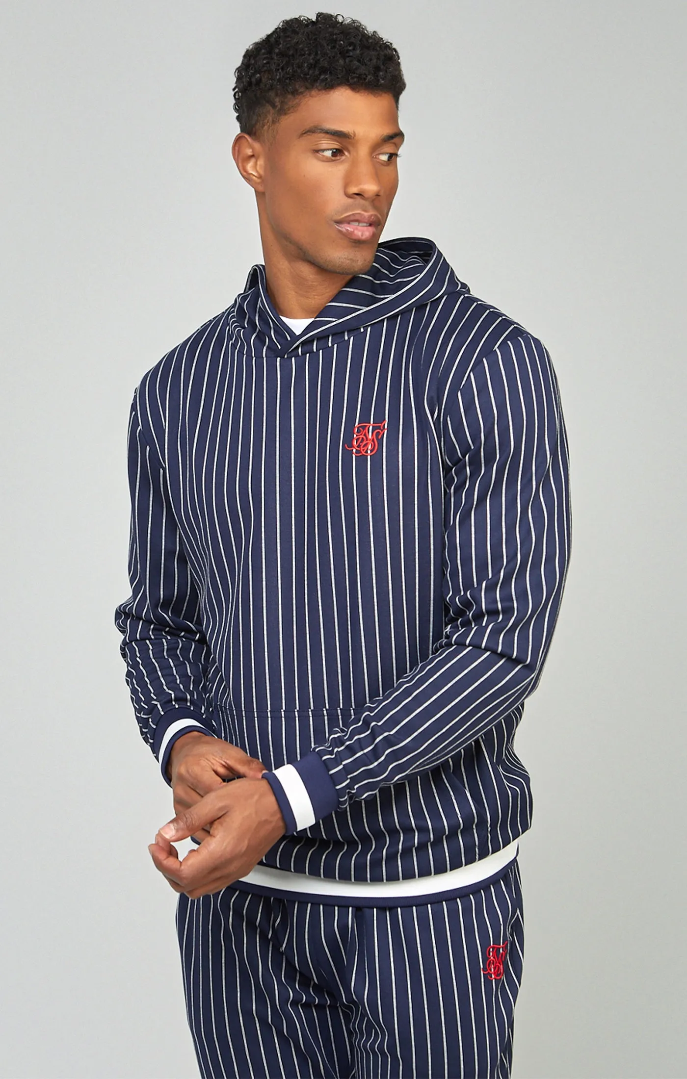 Navy Pinstripe Hoodie sold by Siksilk product image thumbnail 4