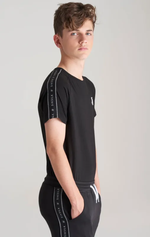 Boys Black Taped Raglan T-Shirt sold by Siksilk