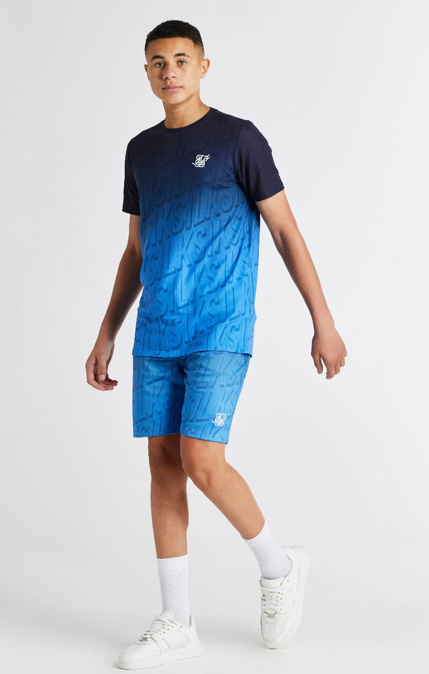 Boys Blue Branded Fade T-Shirt sold by Siksilk product image thumbnail 3
