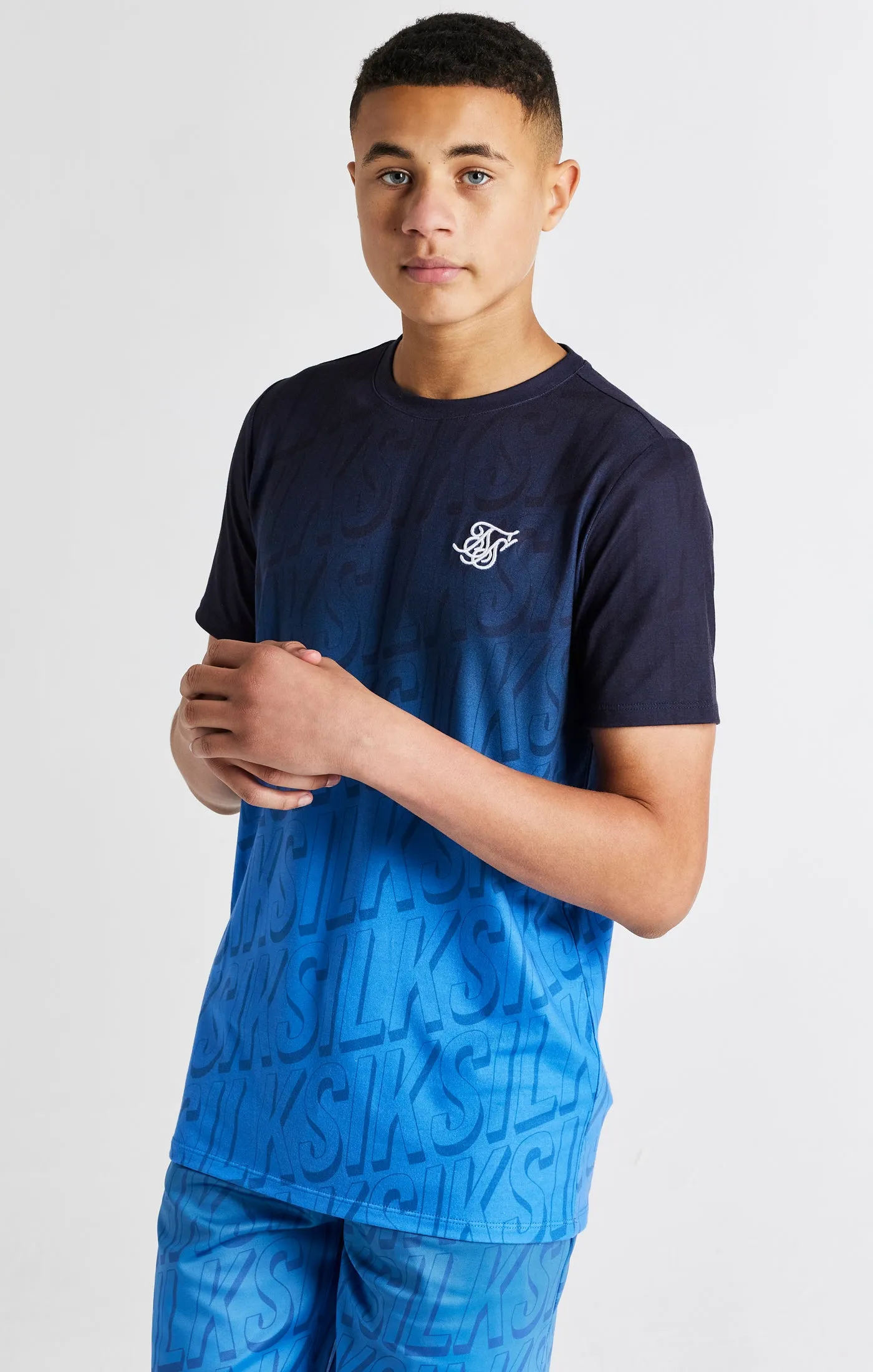 Boys Blue Branded Fade T-Shirt sold by Siksilk