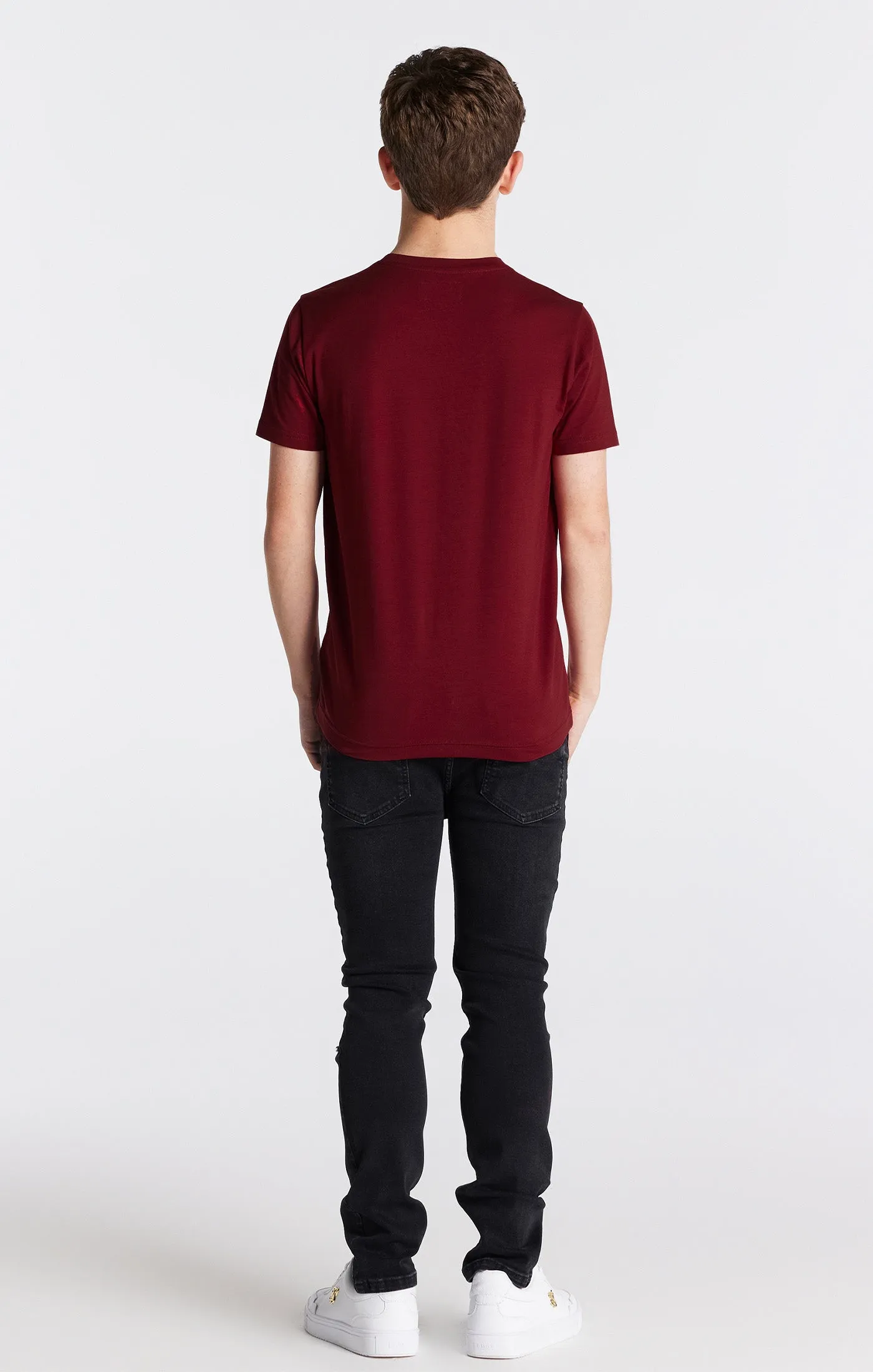 Boys Burgundy Essentials Short Sleeve T-Shirt sold by Siksilk product image thumbnail 5