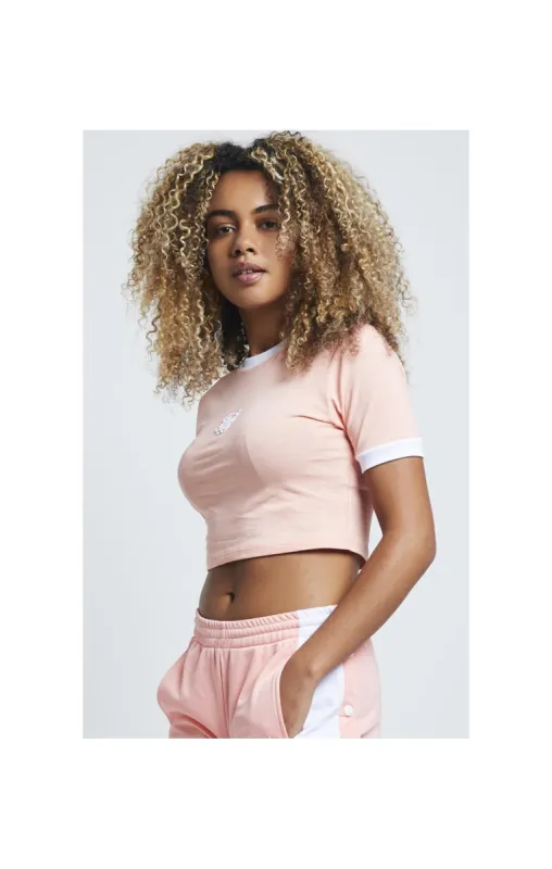 SikSilk Ringer Crop Tee – Apricot Blush sold by Siksilk