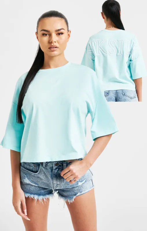 Aqua Branded Crop T-Shirt made by Siksilk