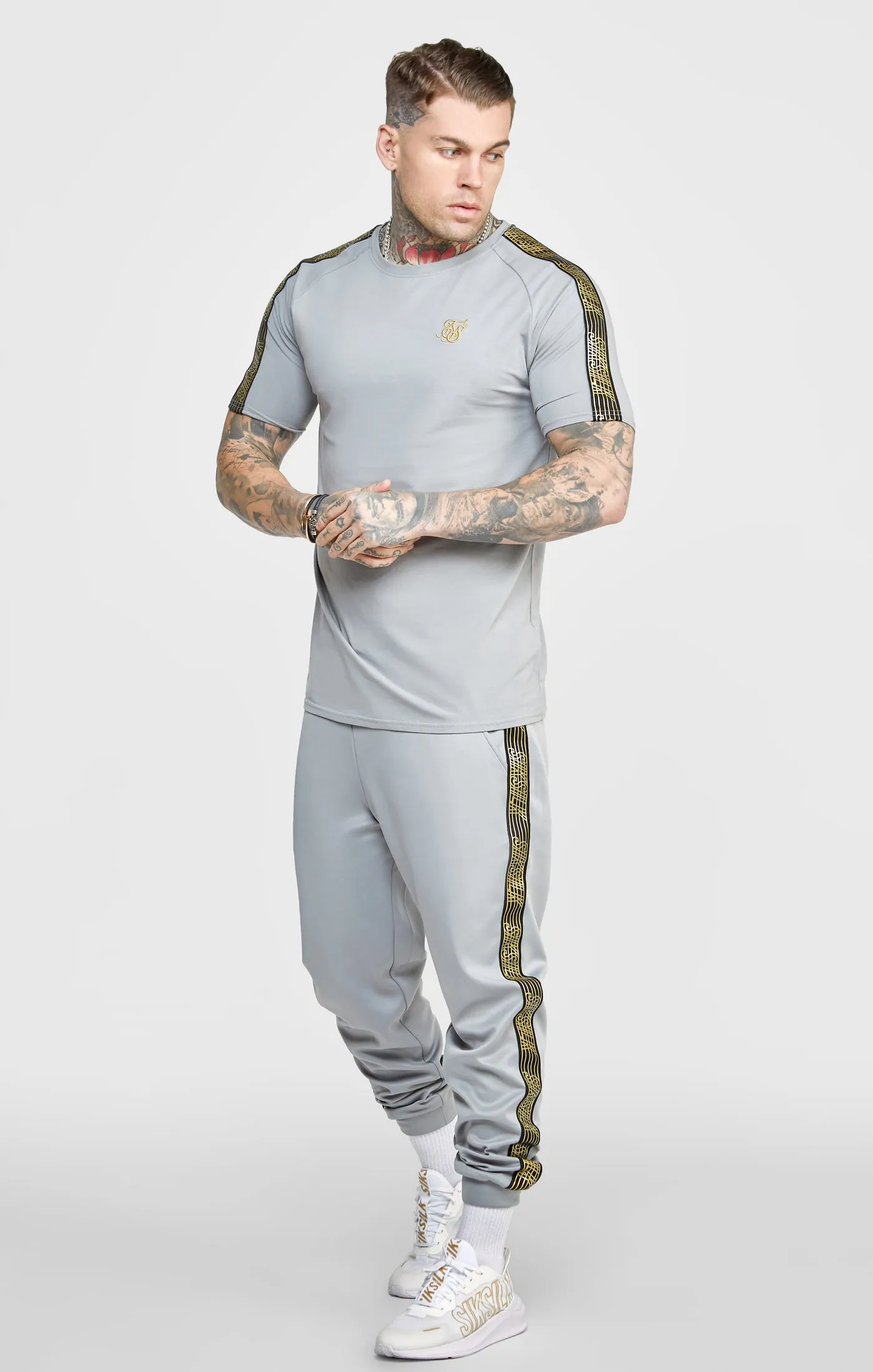 Grey Taped Cuffed Jogger sold by Siksilk product image thumbnail 3