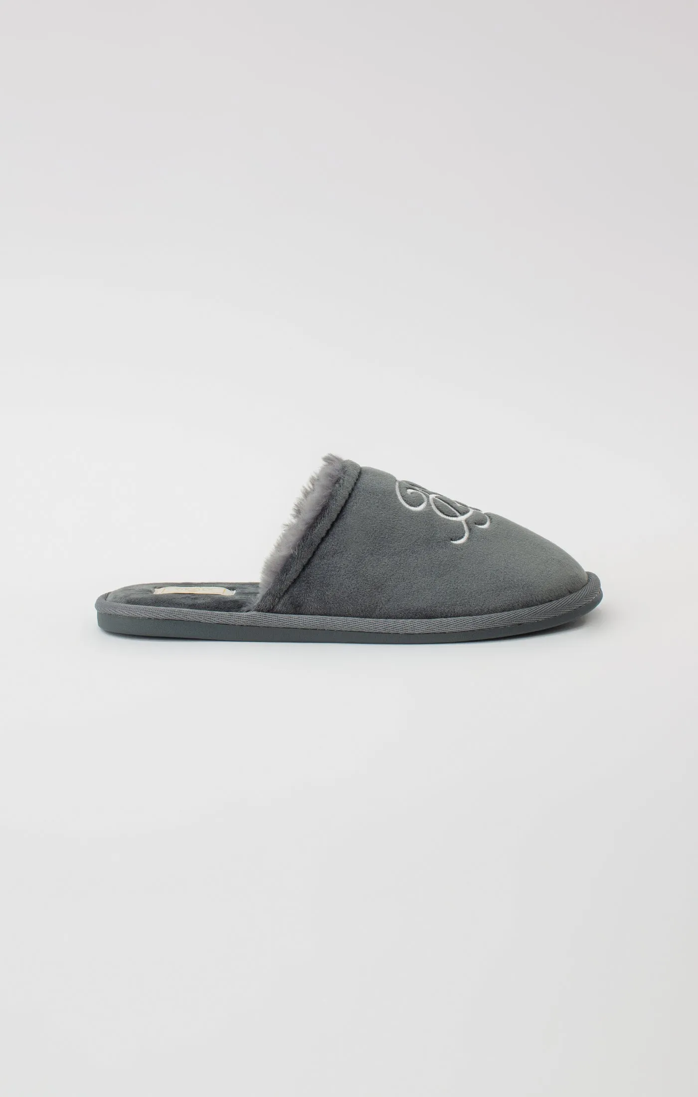 Grey Slipper With Embroidered Logo sold by Siksilk