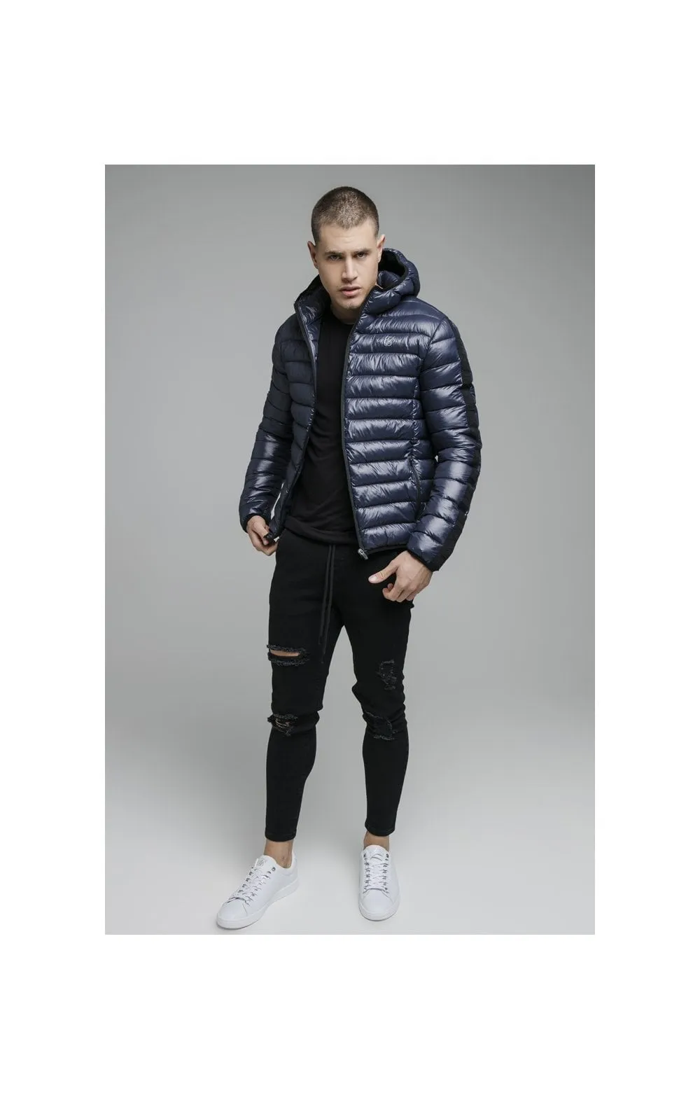 Navy Lightweight Bubble Jacket sold by Siksilk