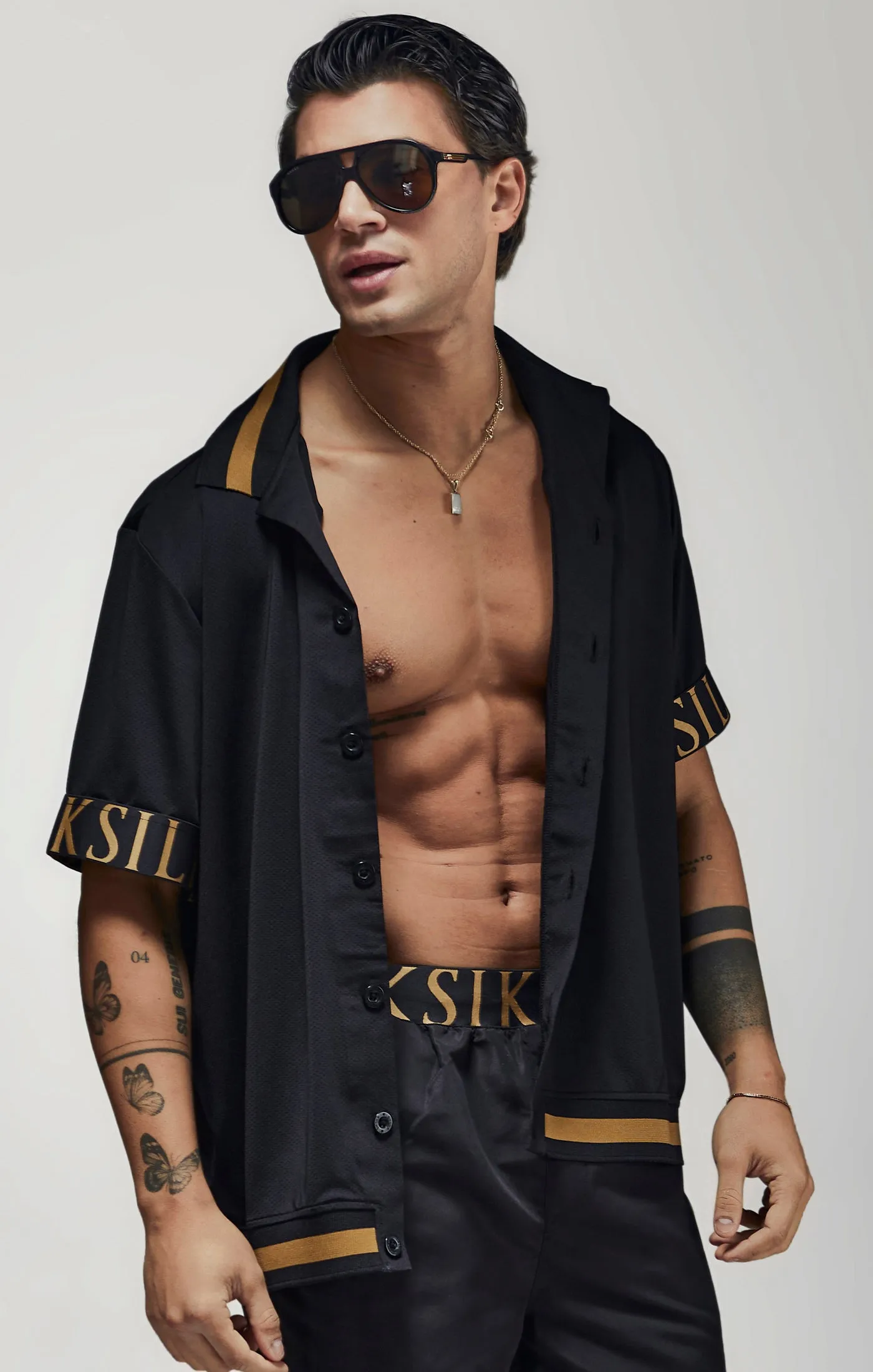 Black Dynamic Bowling Shirt sold by Siksilk