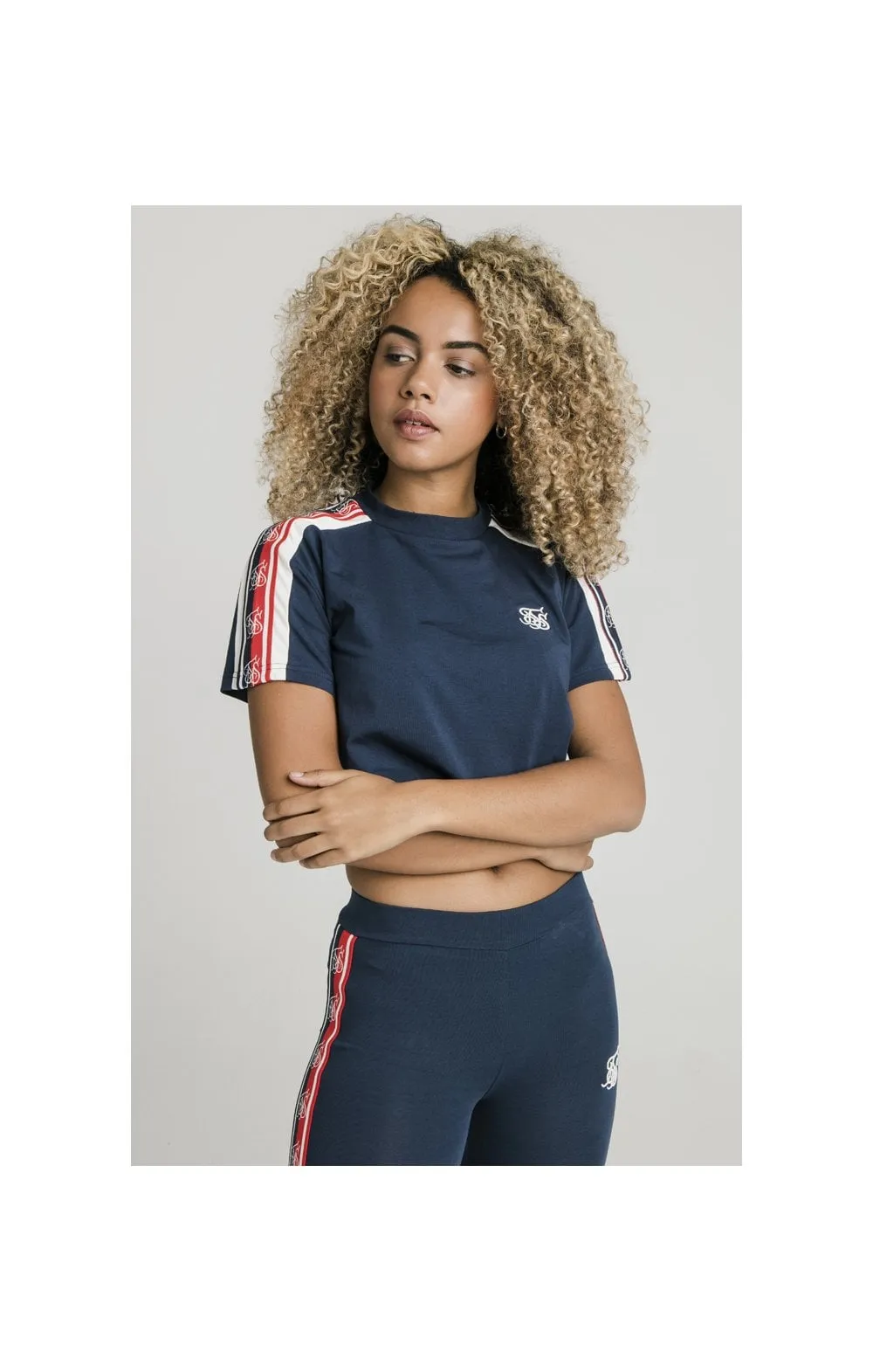 SikSilk Classic Tape Crop Tee - Navy sold by Siksilk