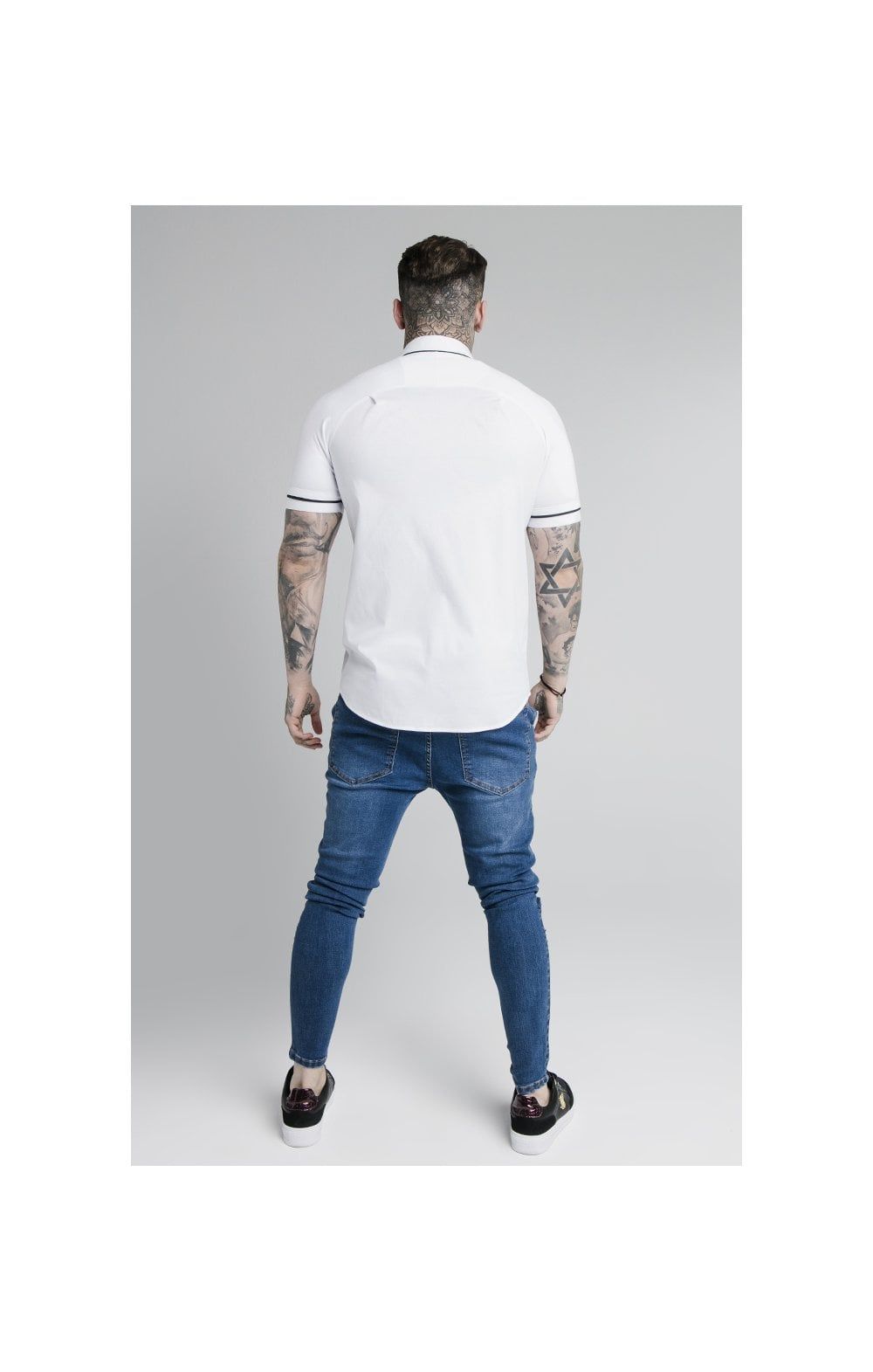 SikSilk S/S Piping Inset Cuff Shirt - White sold by Siksilk product image thumbnail 5