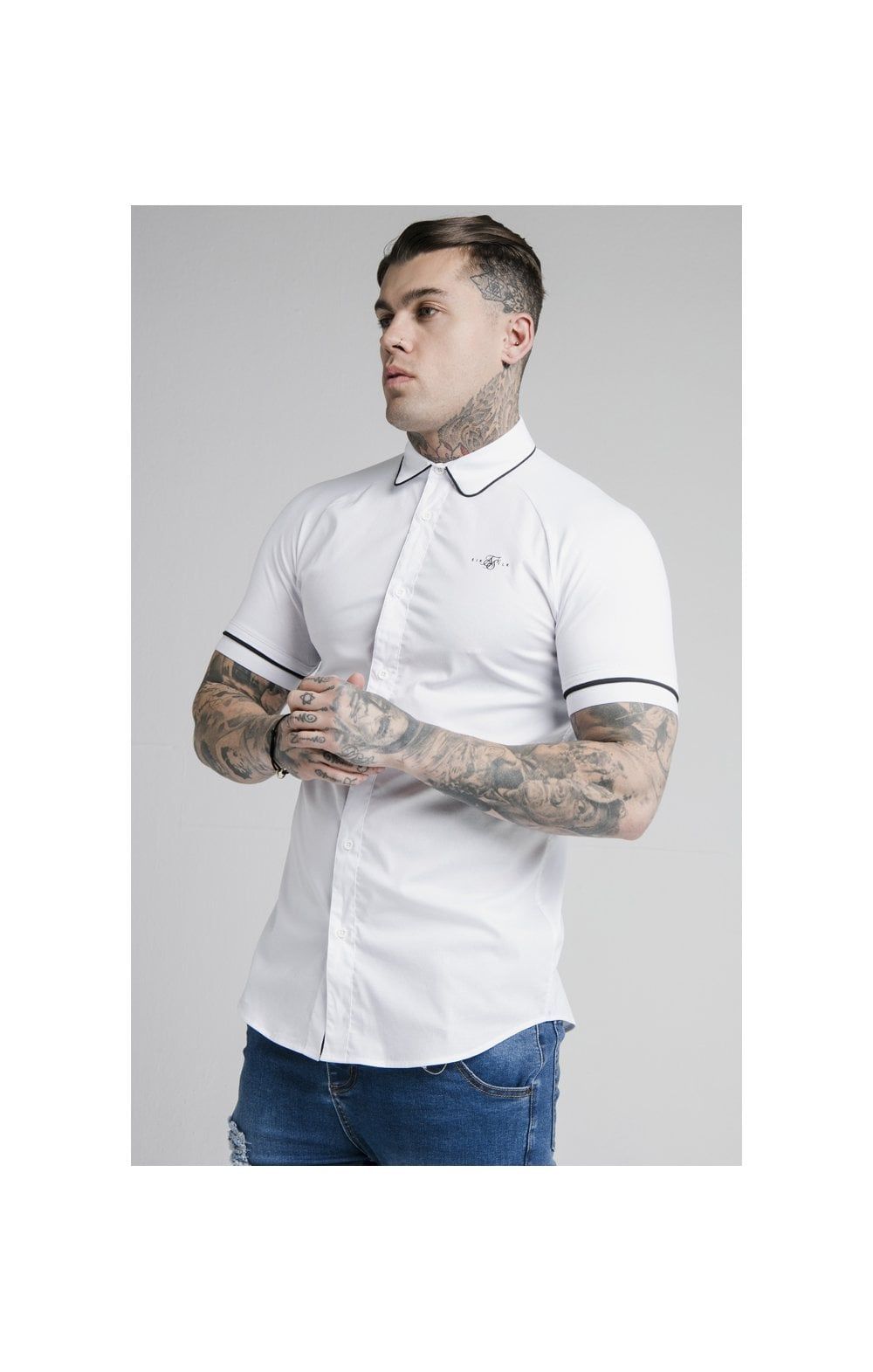 SikSilk S/S Piping Inset Cuff Shirt - White sold by Siksilk product image thumbnail 2