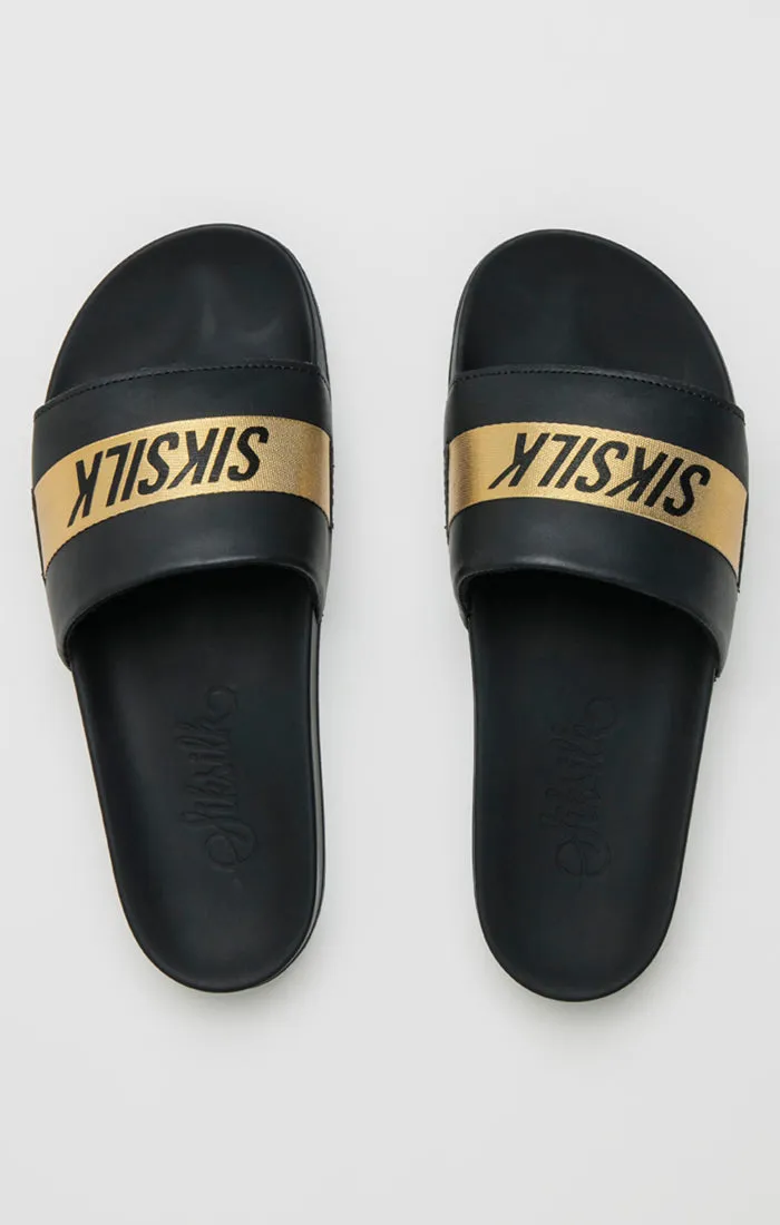 Black Pool Slide With Gold Logo Strap sold by Siksilk product image thumbnail 3