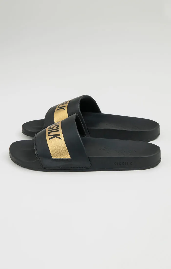 Black Pool Slide With Gold Logo Strap sold by Siksilk product image thumbnail 4