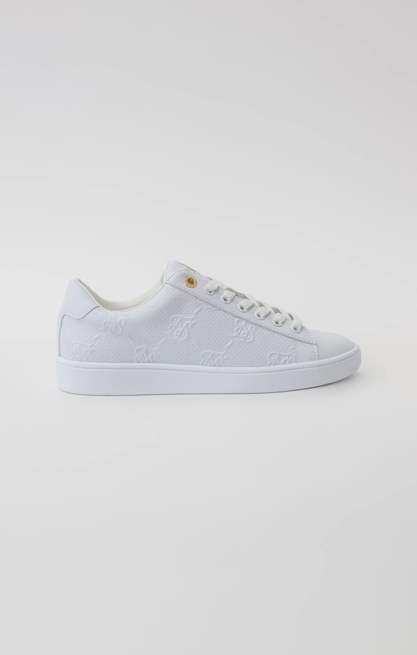 White Juniors Low-Top Casual Monogram Trainer sold by Siksilk