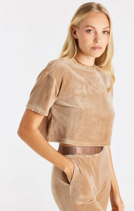 Gold Velour Cropped T-Shirt sold by Siksilk
