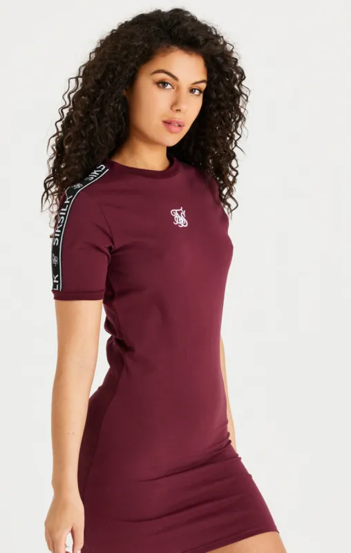 Burgundy Tape Bodycon Dress sold by Siksilk