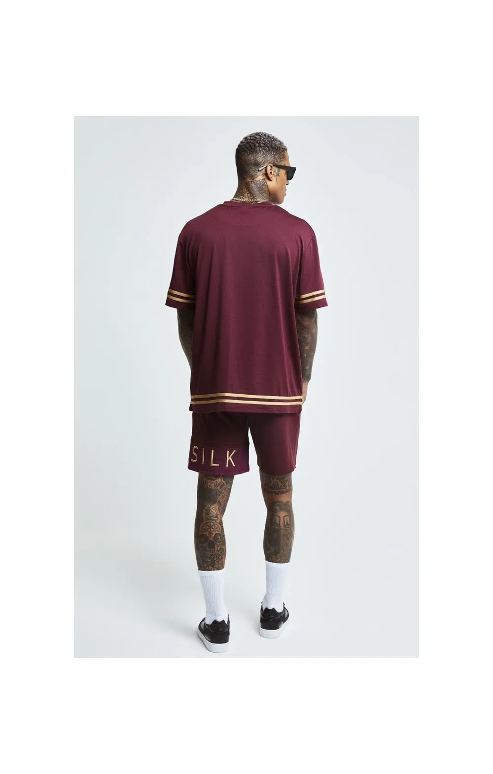 SikSilk S/S Signature Oversize Essentials Tee - Burgundy & Gold sold by Siksilk product image thumbnail 4