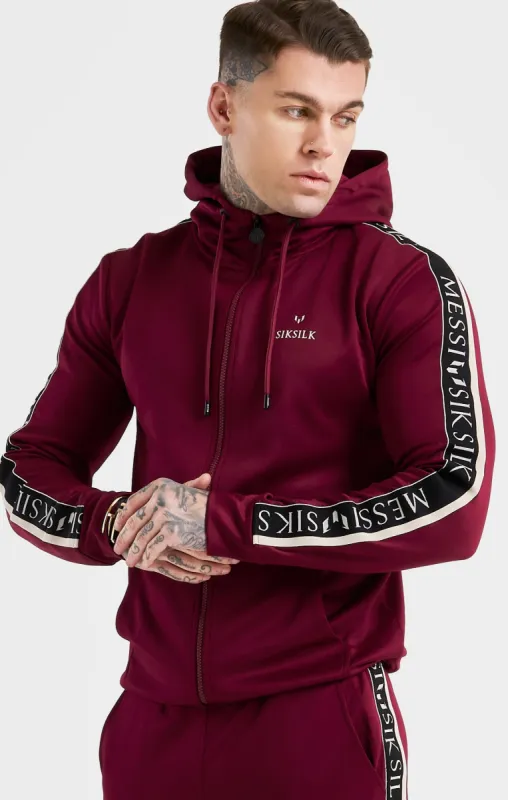 Messi x SikSilk Taped Zip Through - Burgundy made by Siksilk