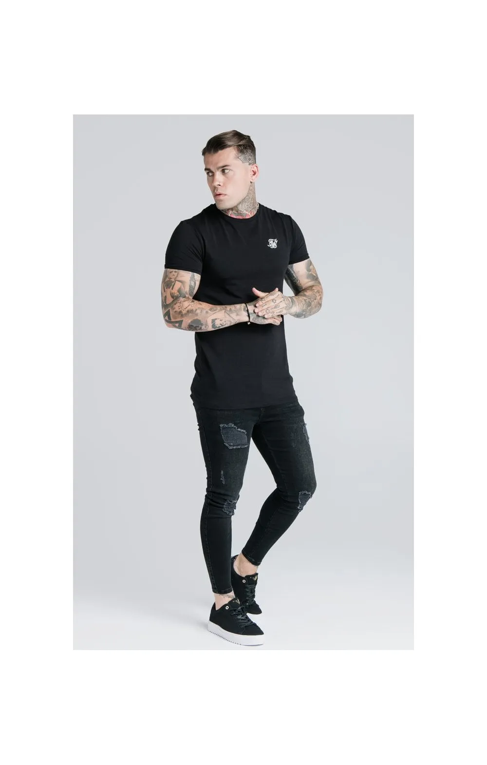 Black Essential Muscle Fit T-Shirt sold by Siksilk product image thumbnail 3