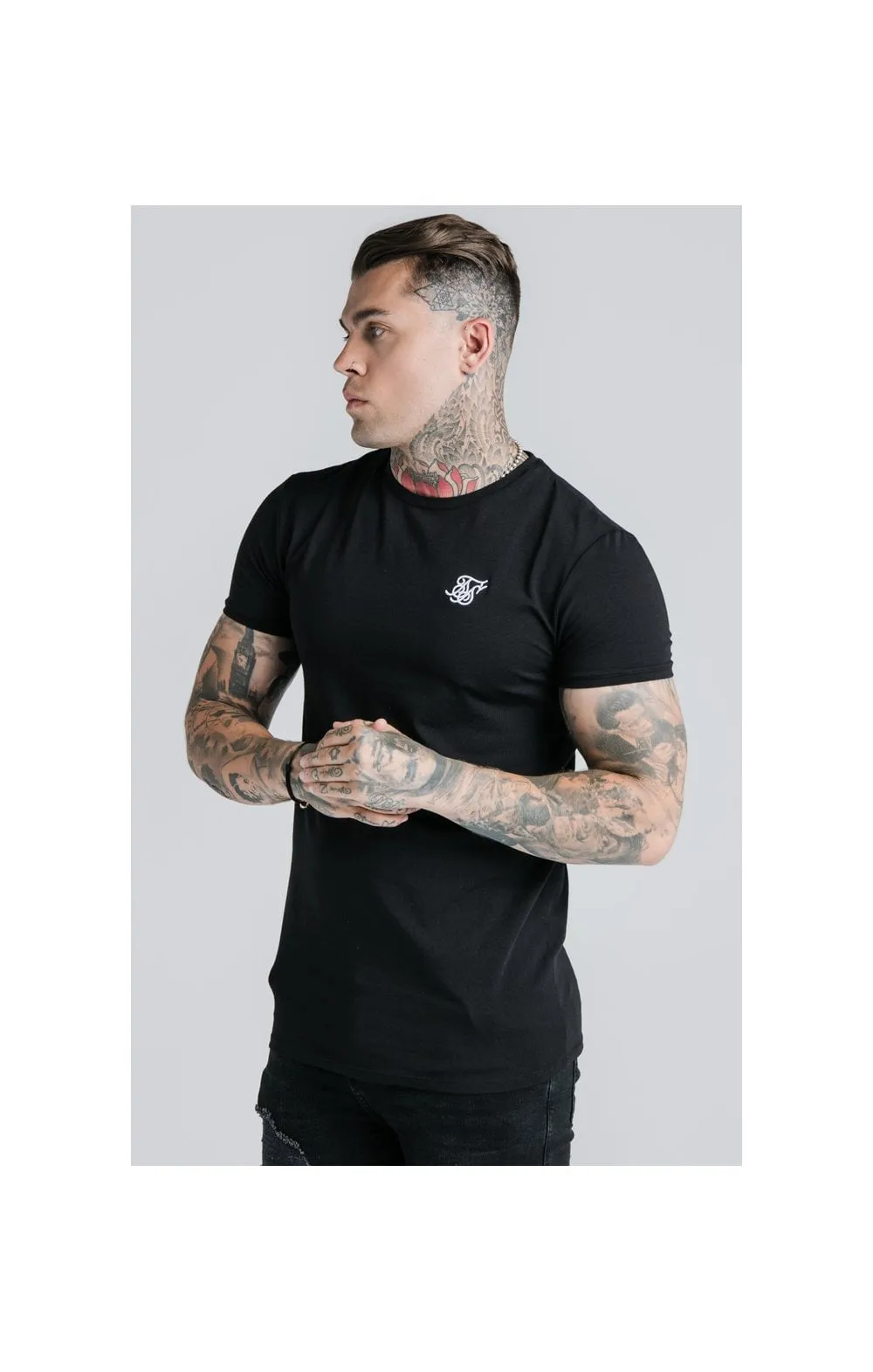 Black Essential Muscle Fit T-Shirt sold by Siksilk